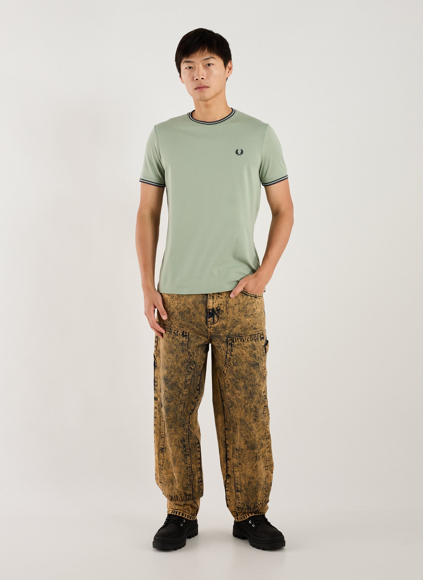 T-shirt brodé en coton FRED PERRY Bleu