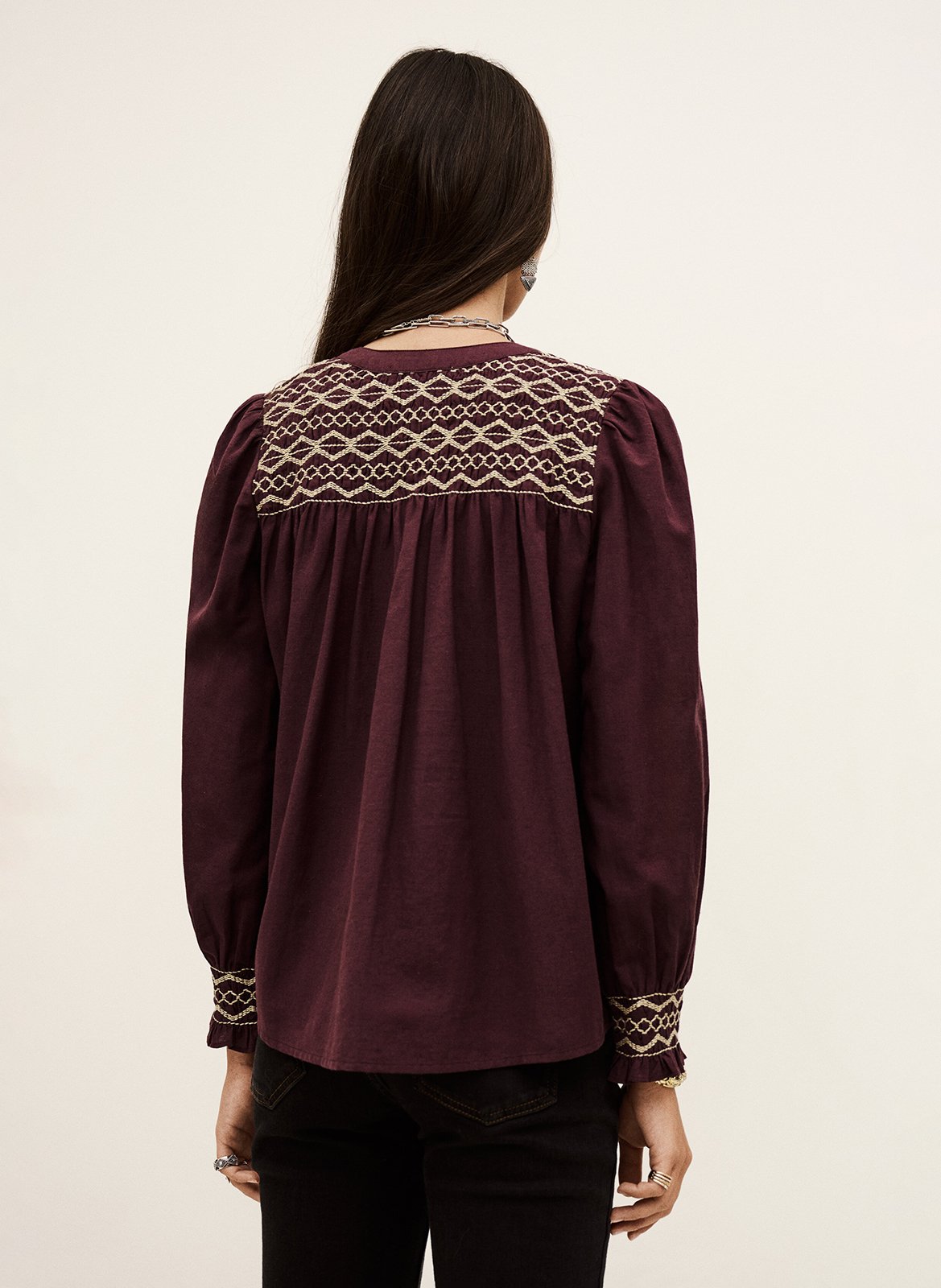 Blouse col v en coton mélangé samantha BA&SH Violet