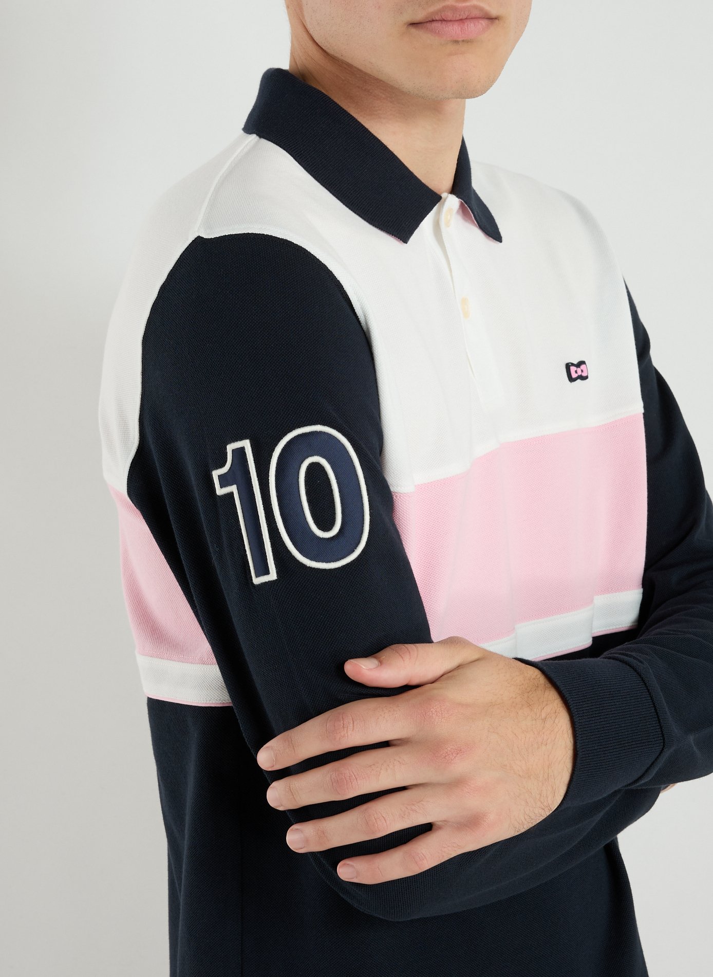 Long-sleeved cotton polo shirt EDEN PARK Pink