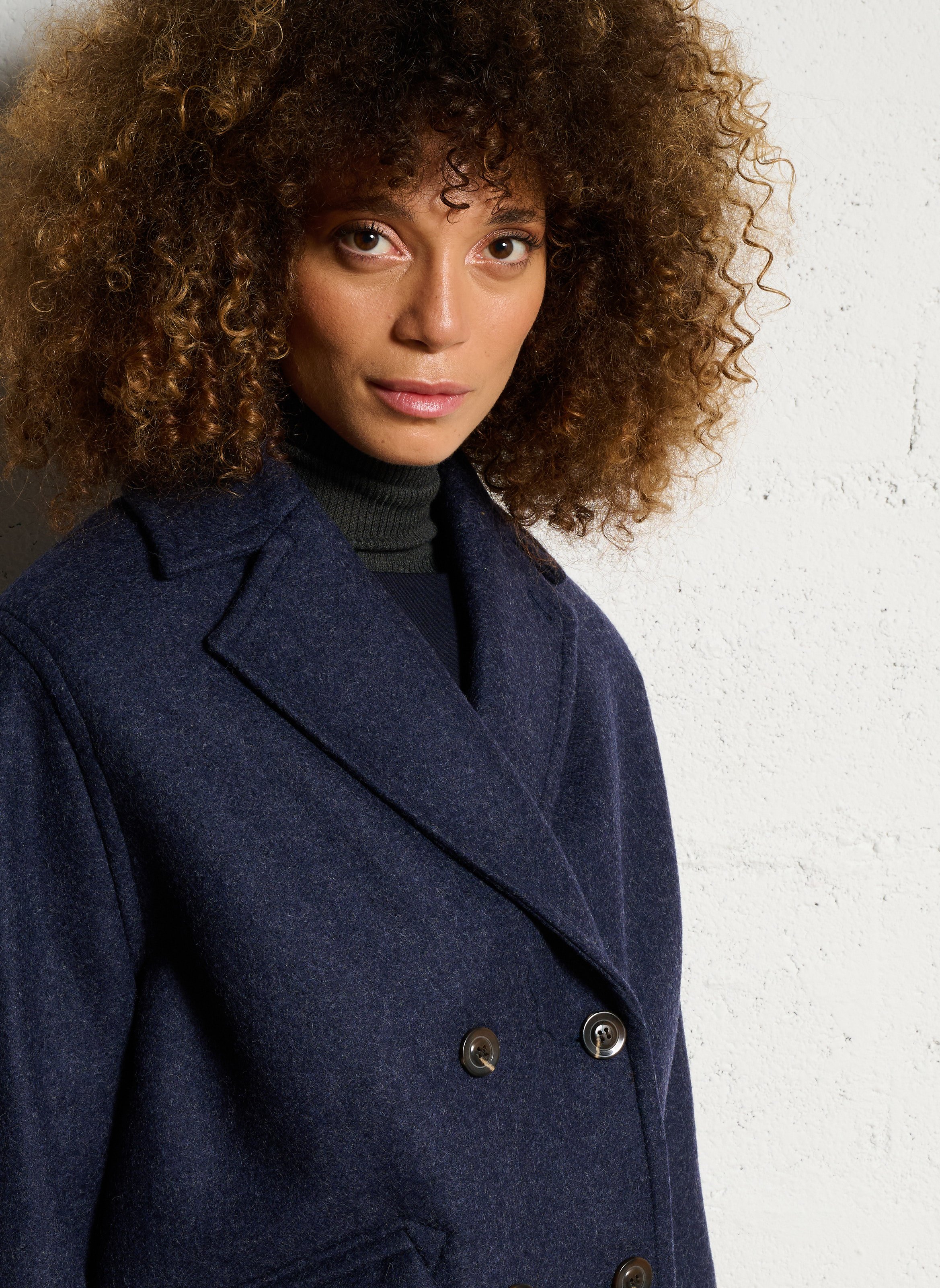 Manteau col tailleur en laine mélangée constant SOEUR Bleu
