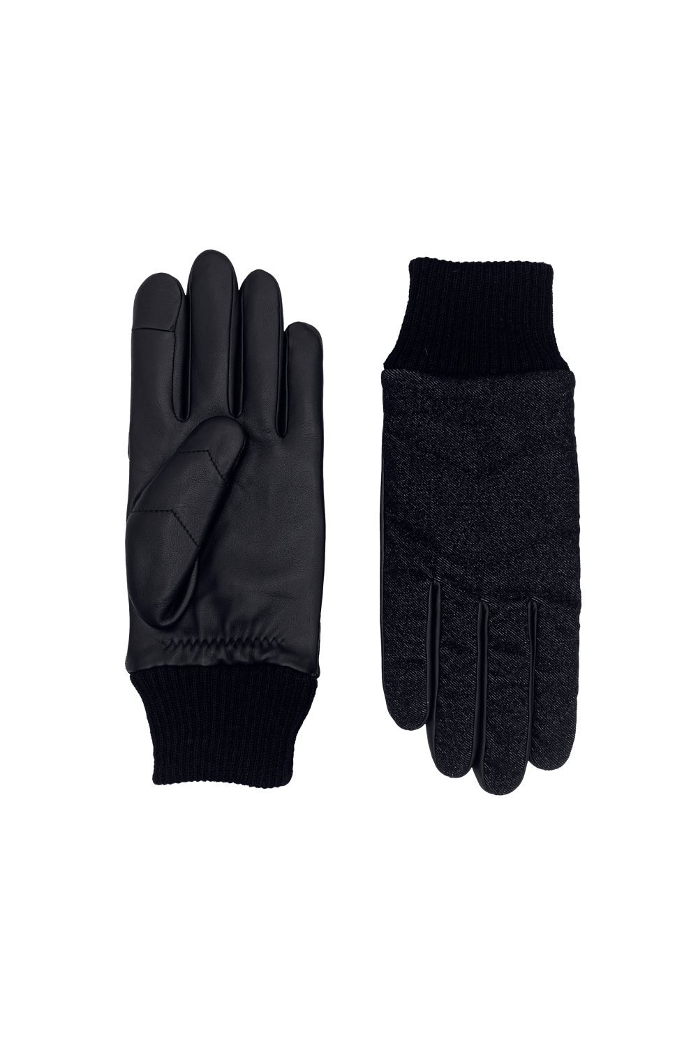 Gants snowy denim homme cuir doublés alpaga AGNELLE Noir