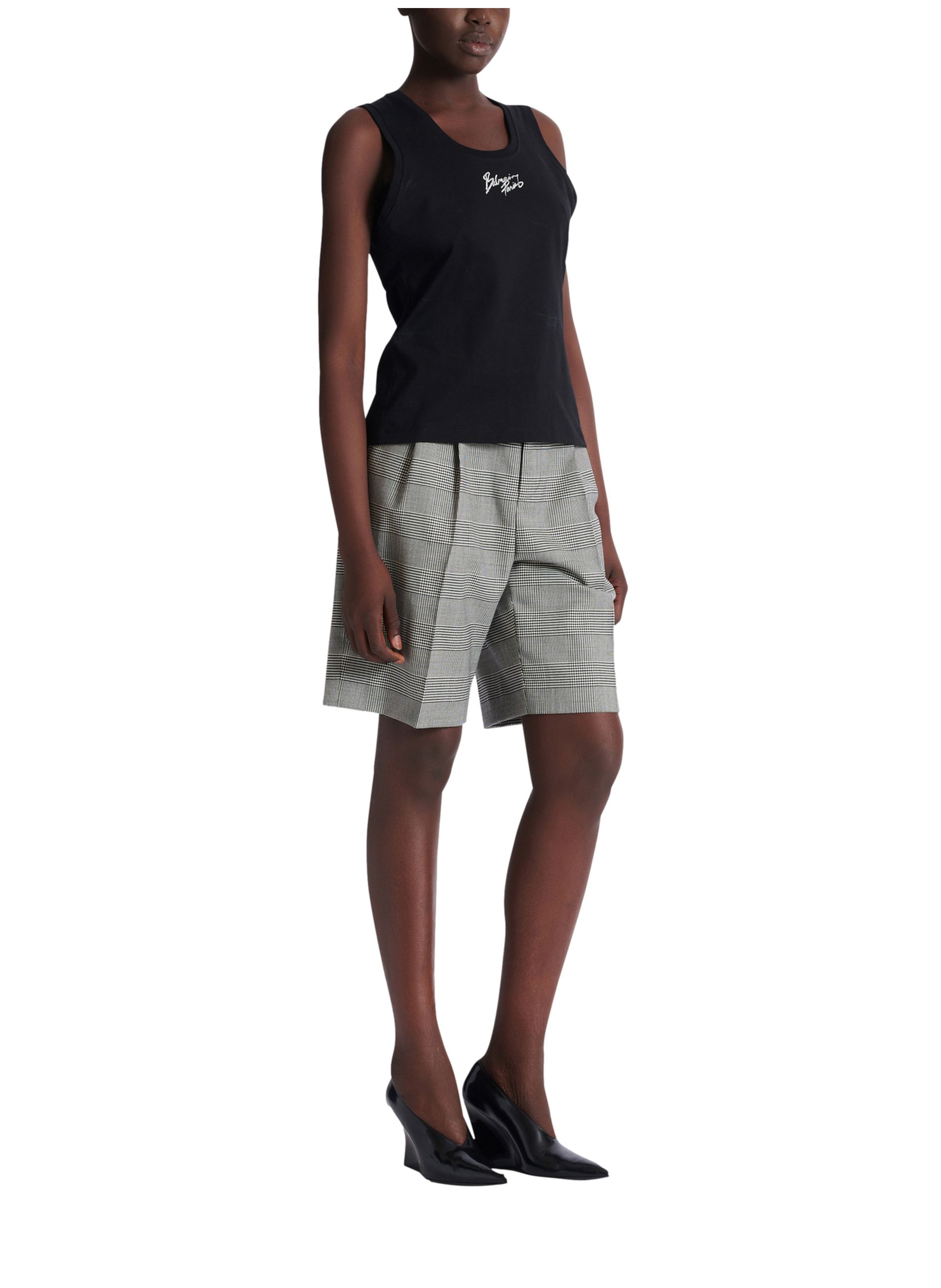 Débardeur décontracté avec imprimé balmain paris brush BALMAIN Noir