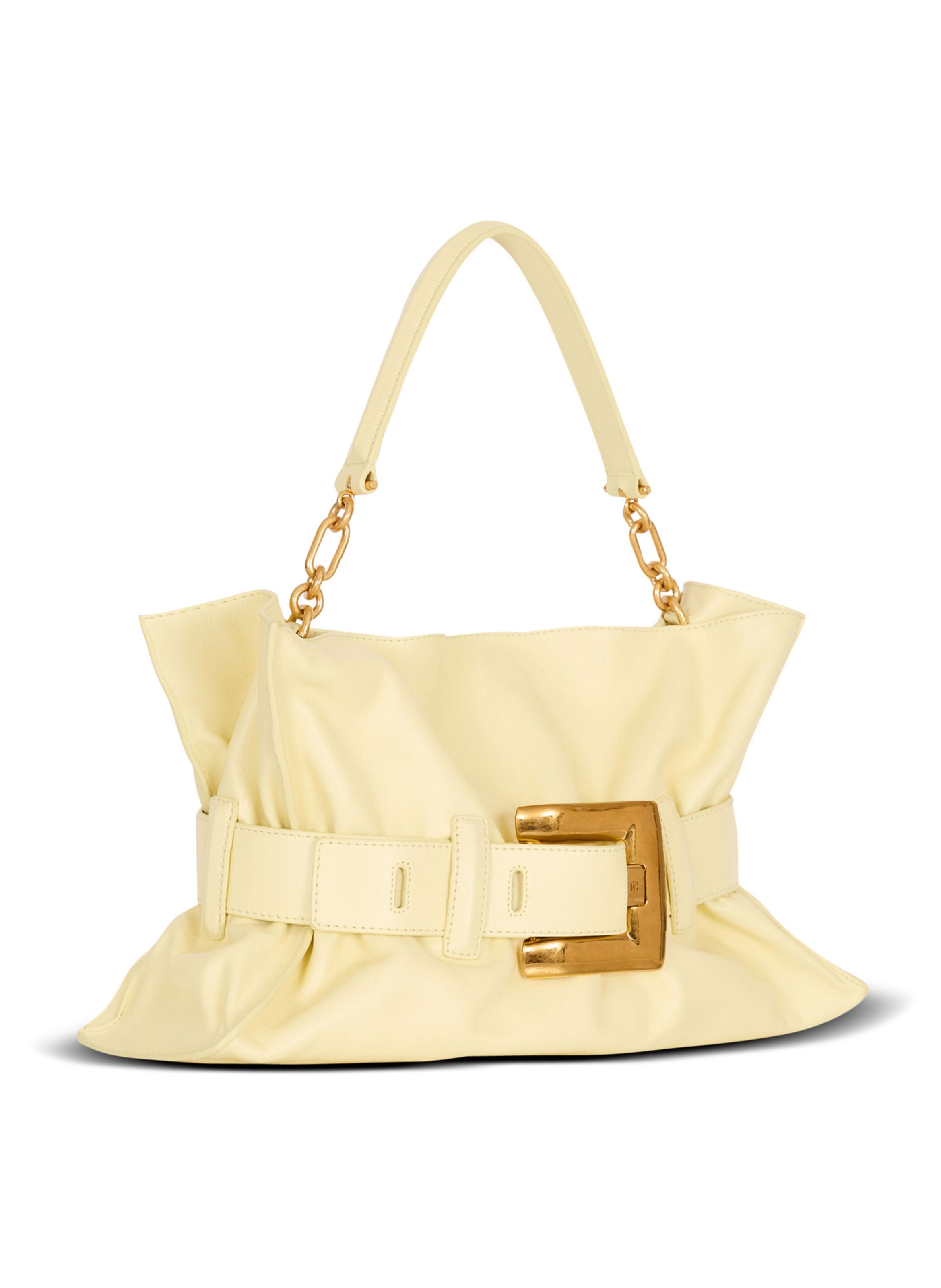 Sac anthem medium en cuir de veau BALMAIN Jaune