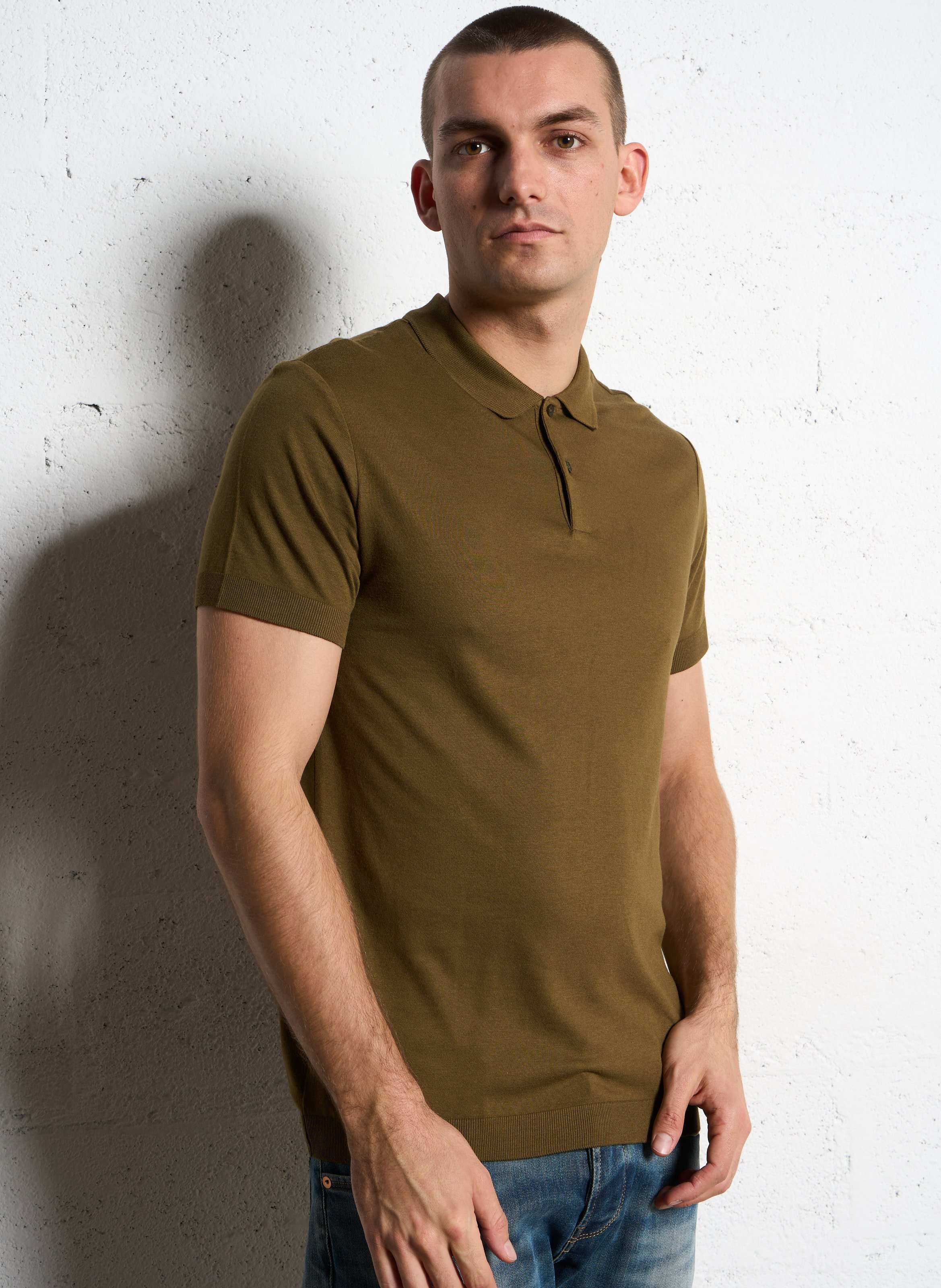 Polo manches courtes en maille unie IKKS Marron