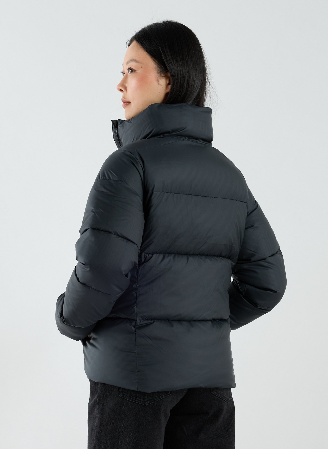 Straight down jacket with high collar COLUMBIA Black