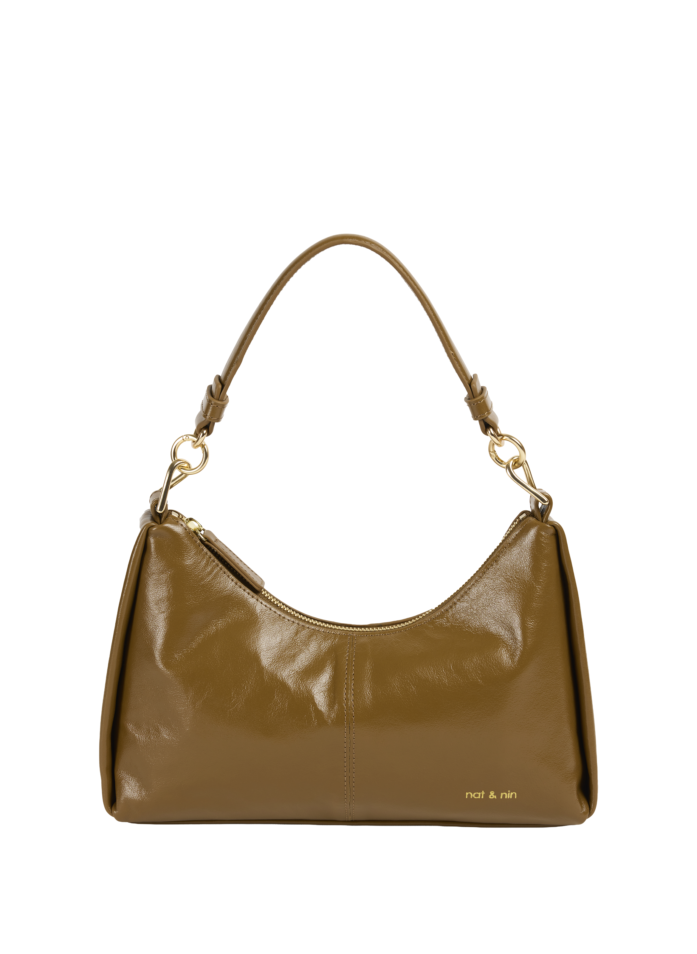 NAT & NIN Metallic leather handbag  Brown