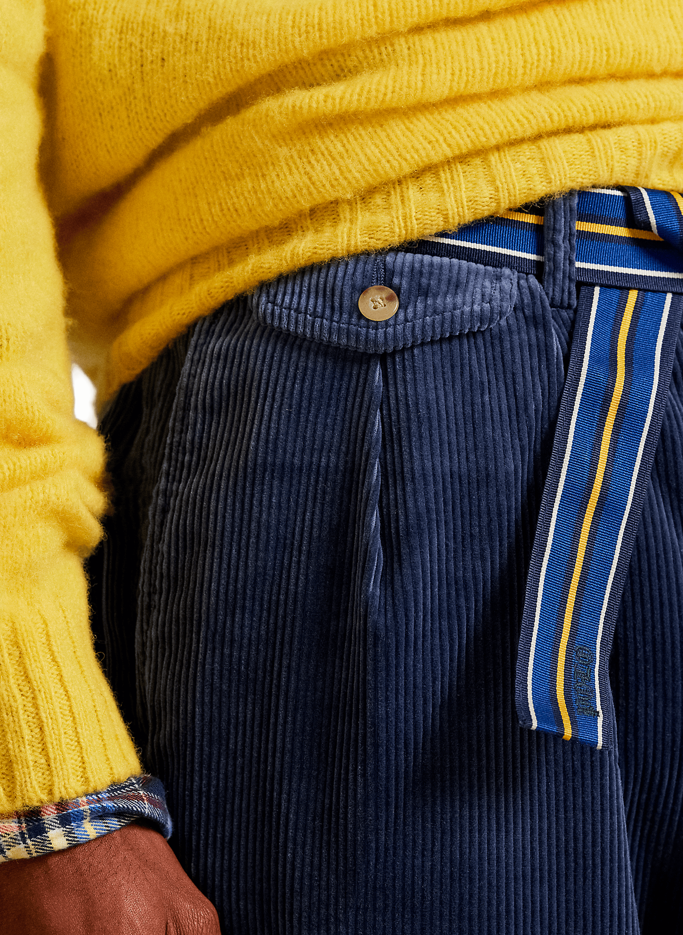 Pantalon velours côtelé en coton POLO RALPH LAUREN Bleu