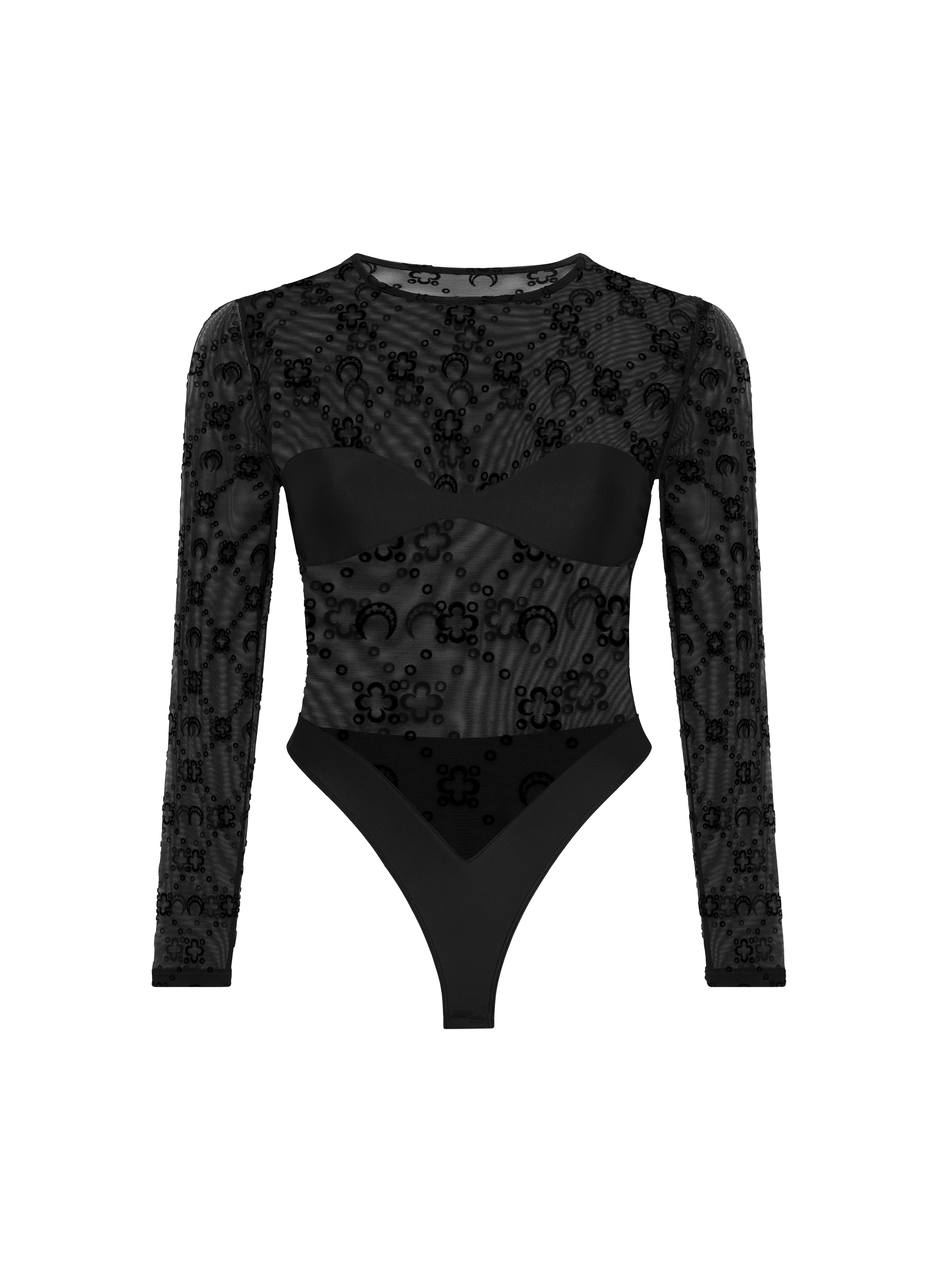 Moonogram mesh flock bodysuit top MARINE SERRE Black