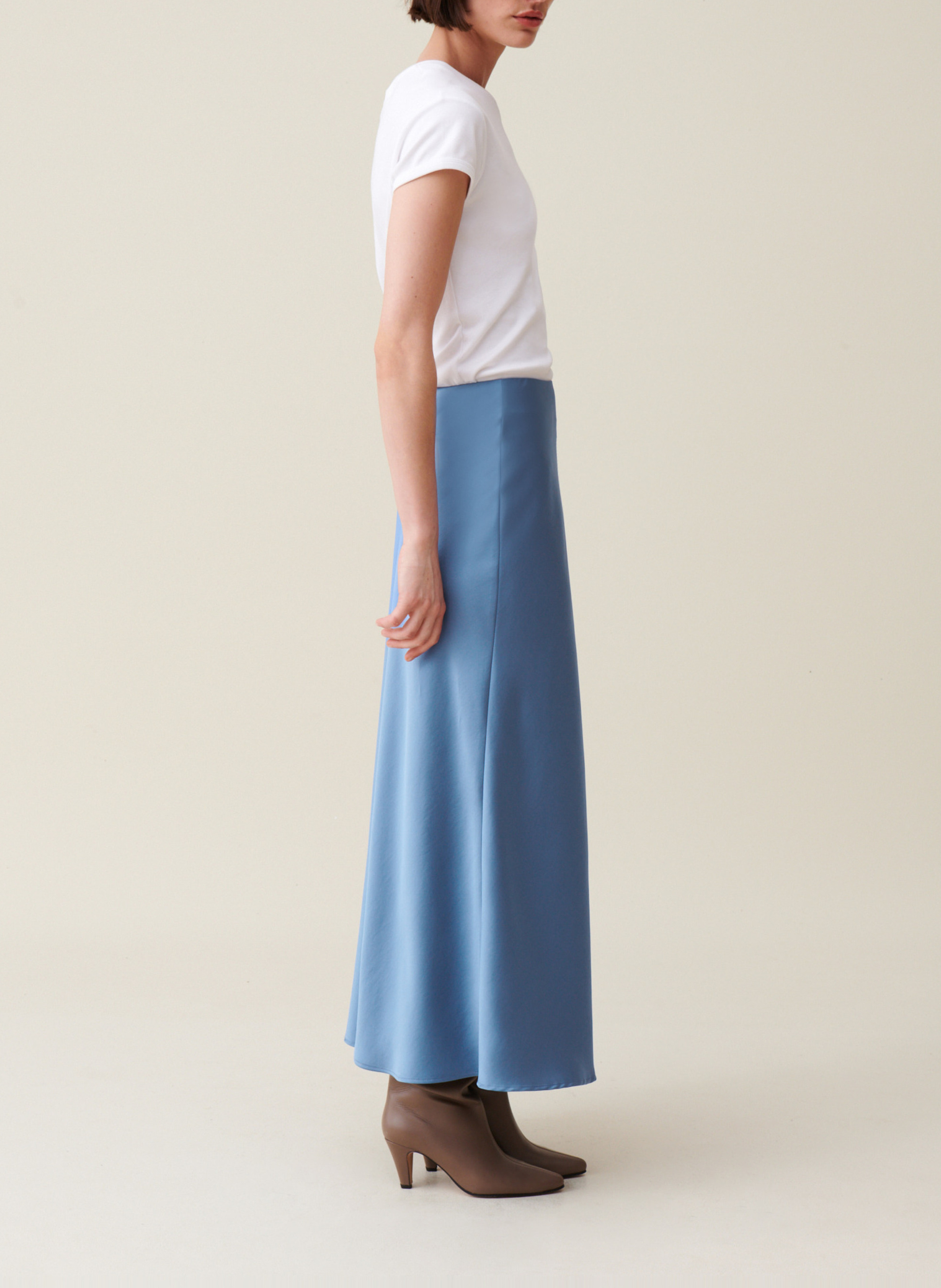 Jupe longue fluide satinée CLAUDIE PIERLOT Bleu