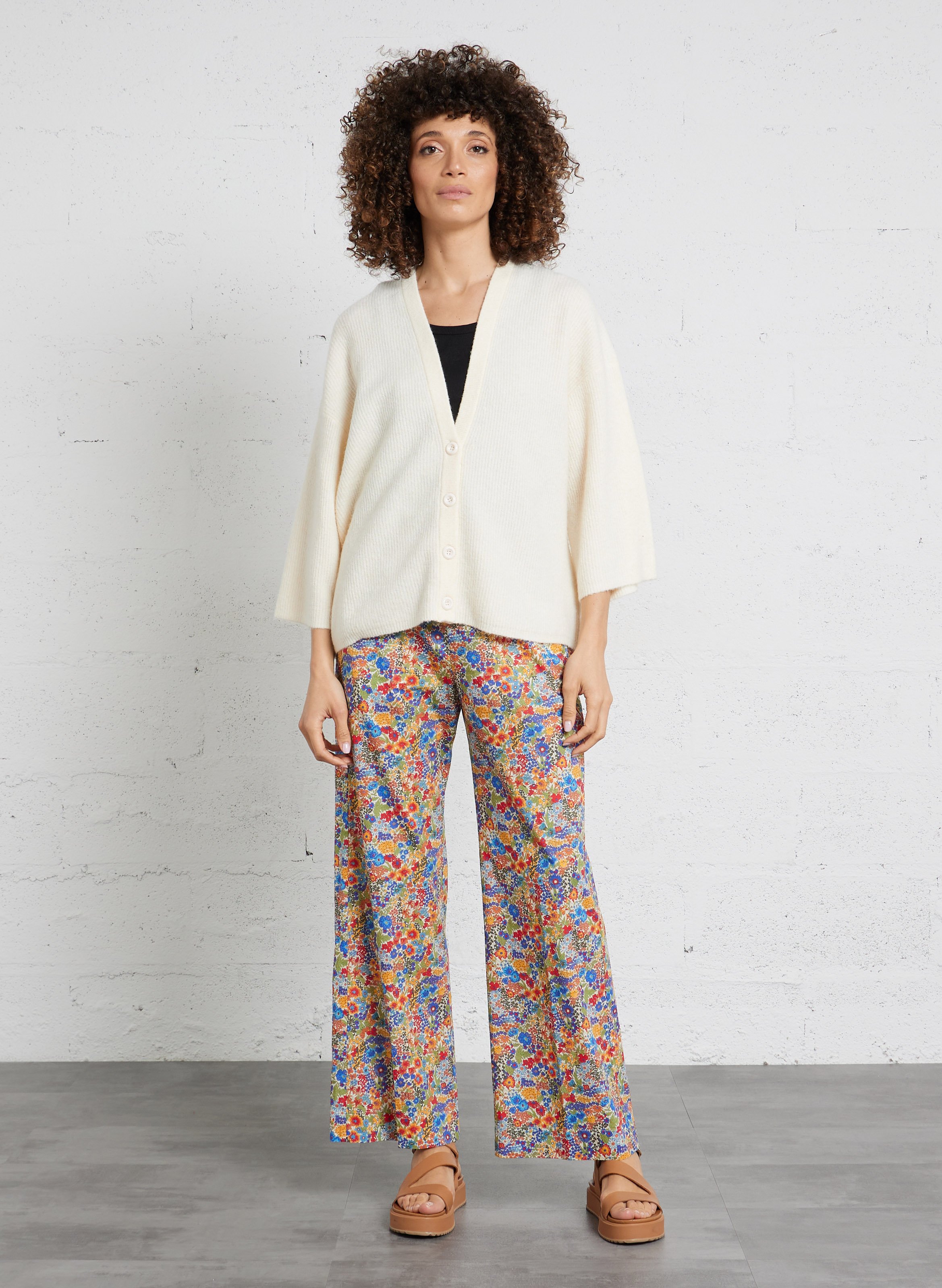 Gilet oversize col rond en maille damsville AMERICAN VINTAGE Beige