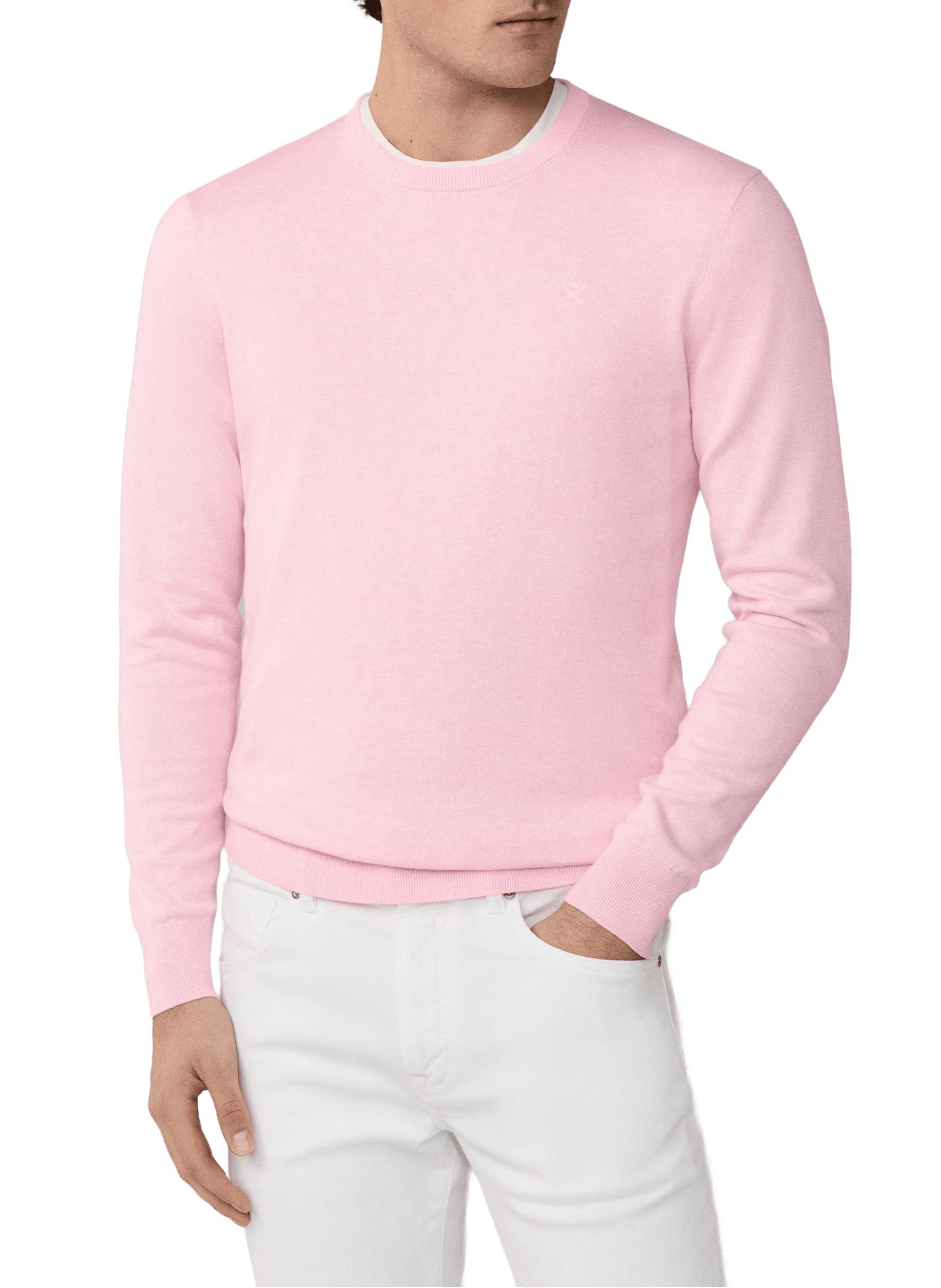 Round neck sweater in cotton and silk HACKETT Pink