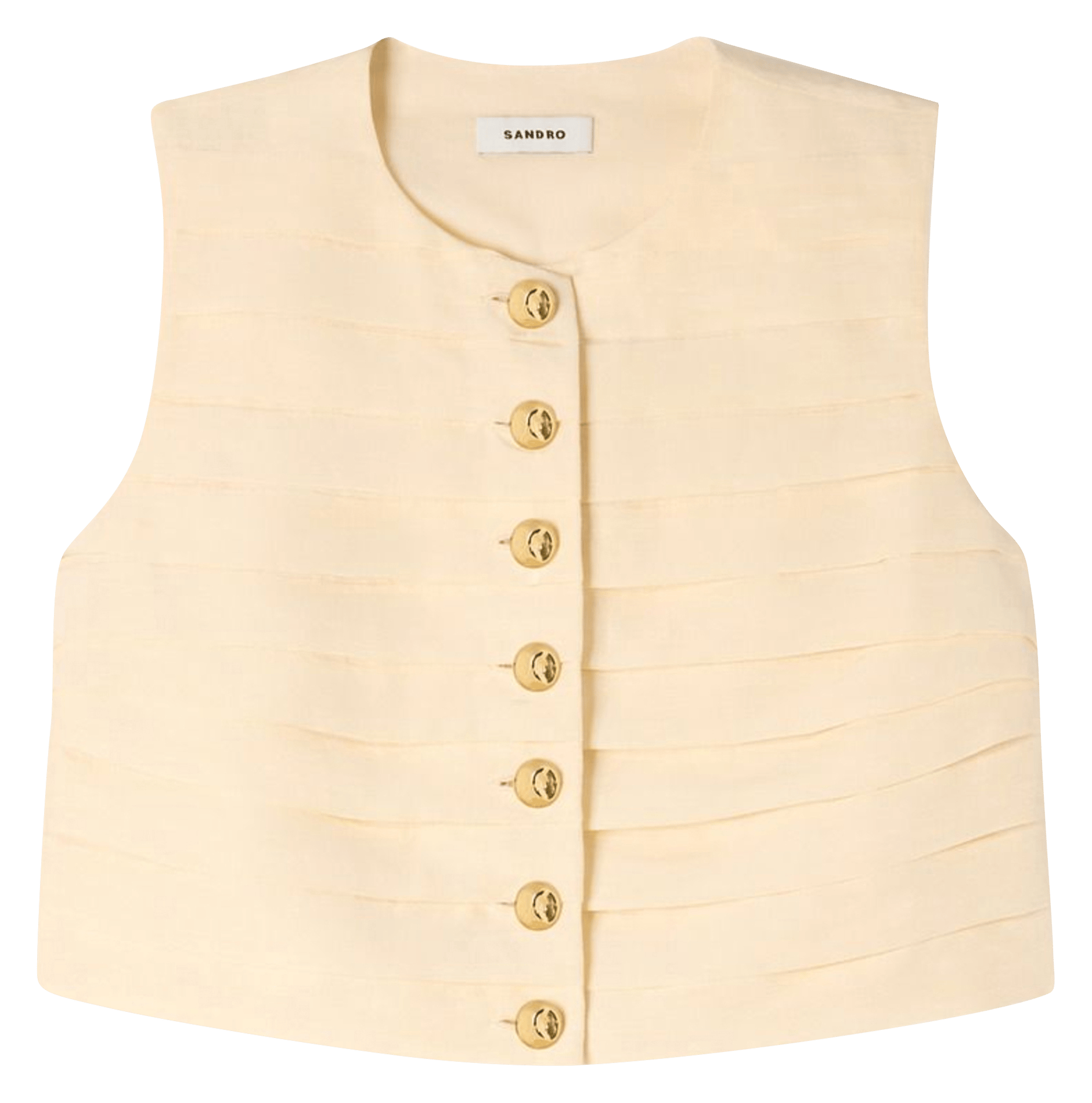 Gilet droit col rond en coton mélangé SANDRO Beige