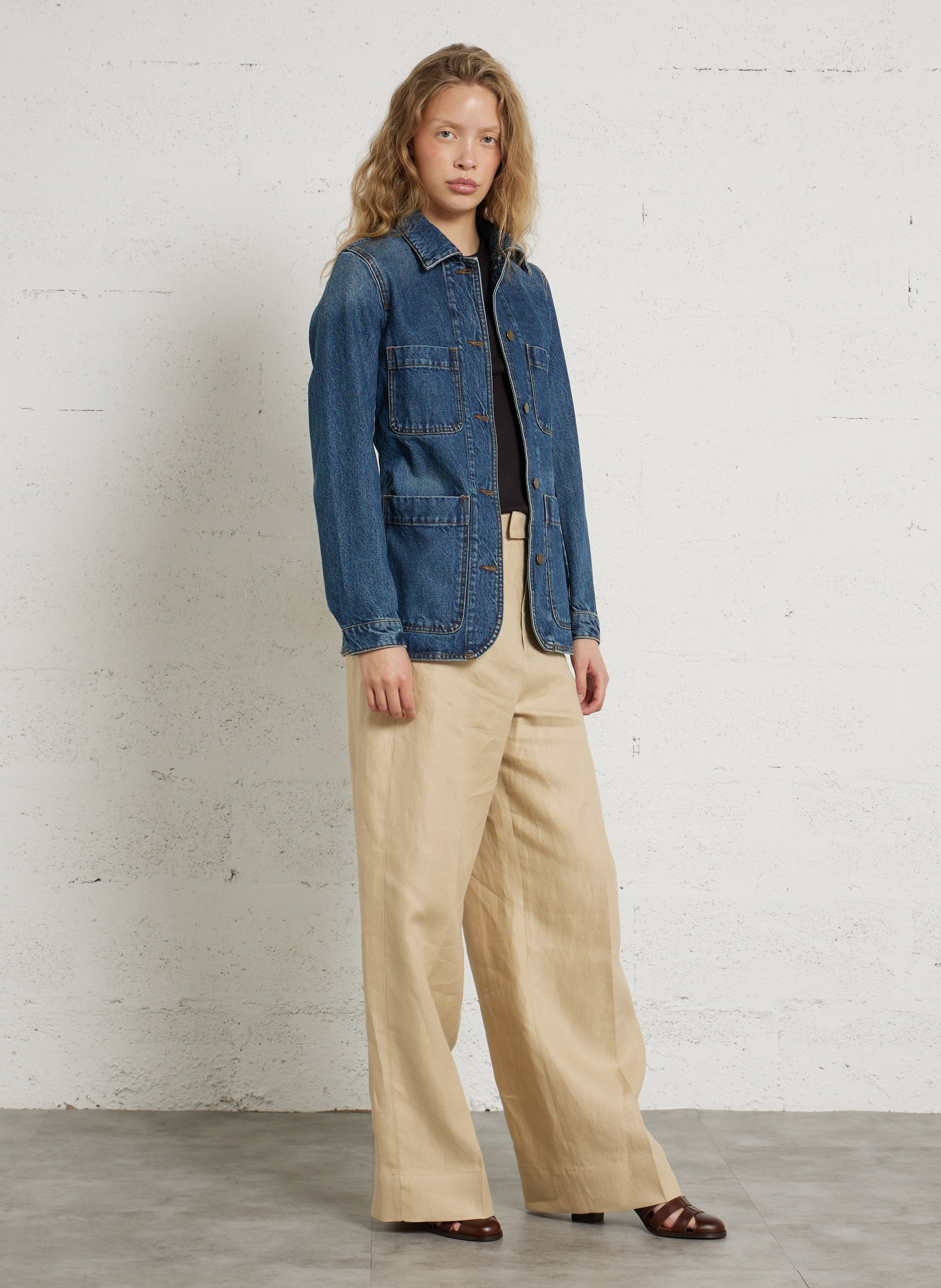 Veste en jean cintrée en coton garry SOEUR Bleu