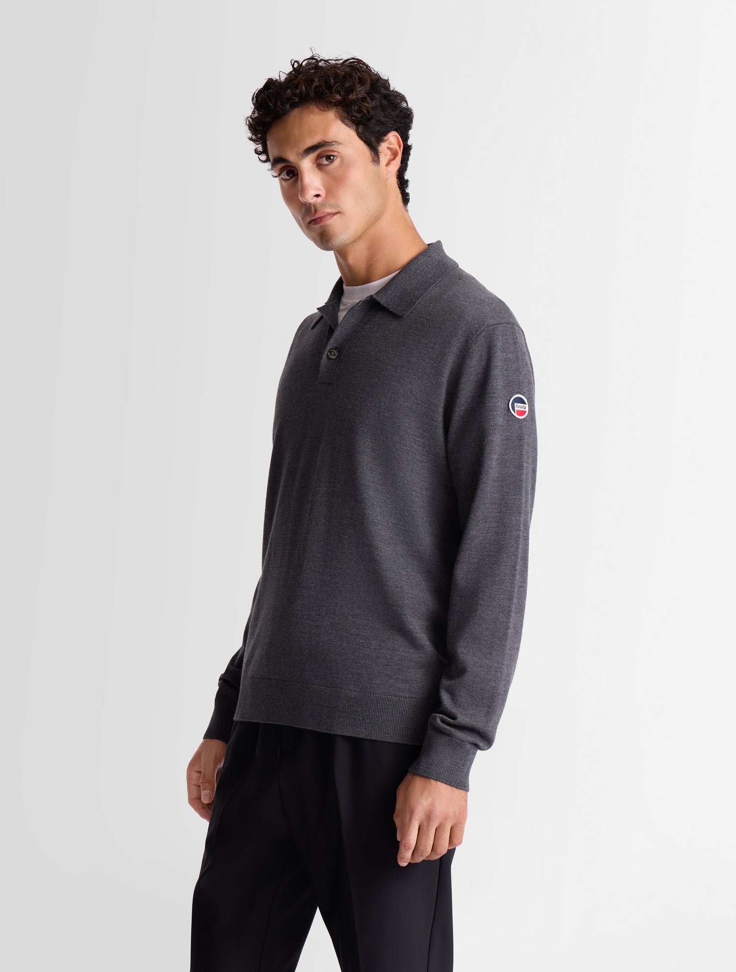 Pull clovon col polo coupe ajustée FUSALP Gris