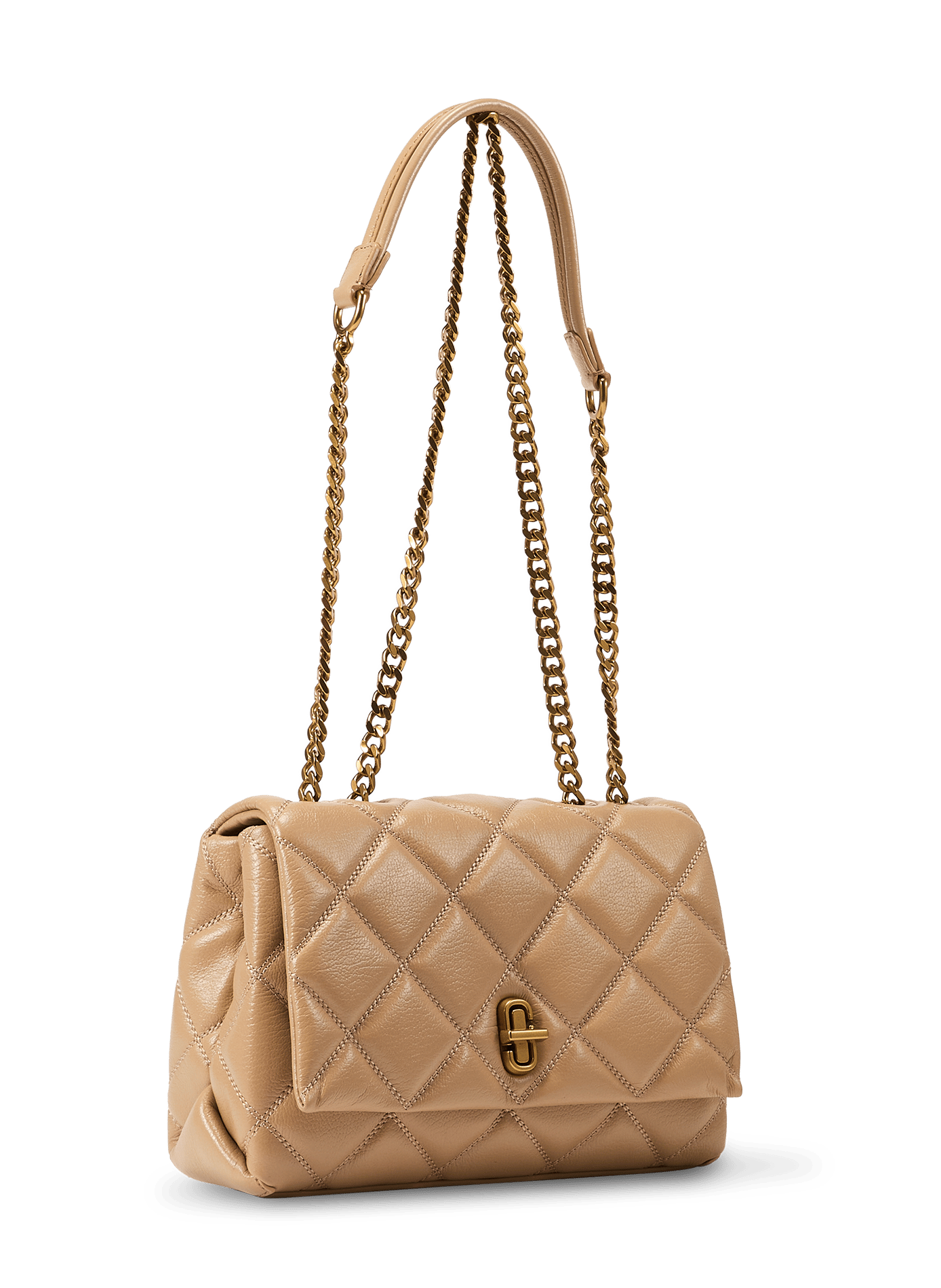 Sac à main à double chaîne en cuir MARC JACOBS Marrone