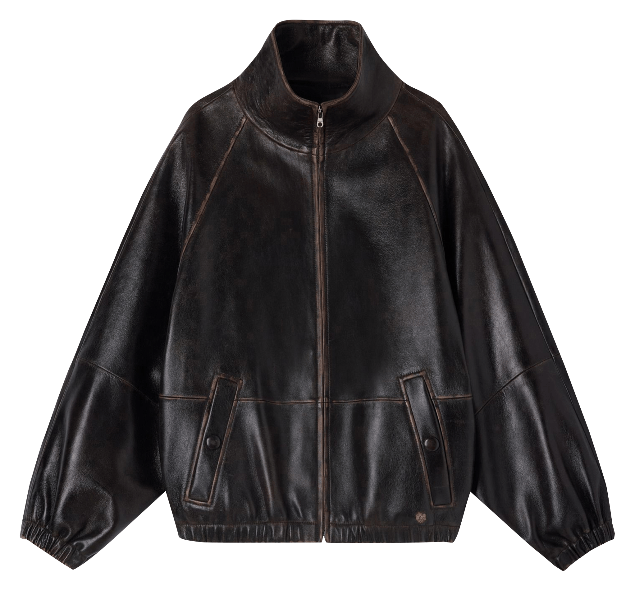 Blouson oversize en cuir SANDRO Marron