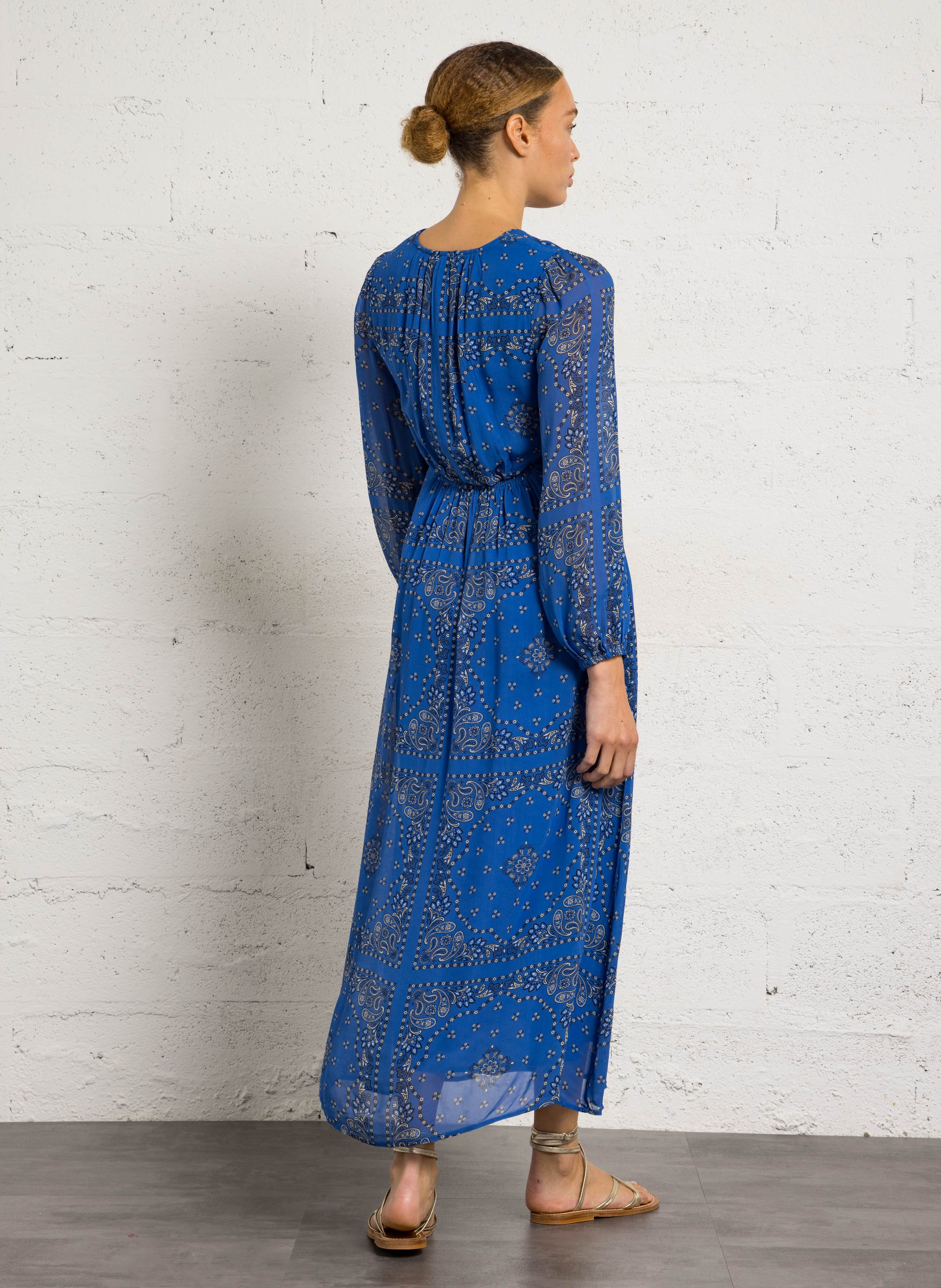 Robe longue col v imprimée blandine MAISON 123 Violet