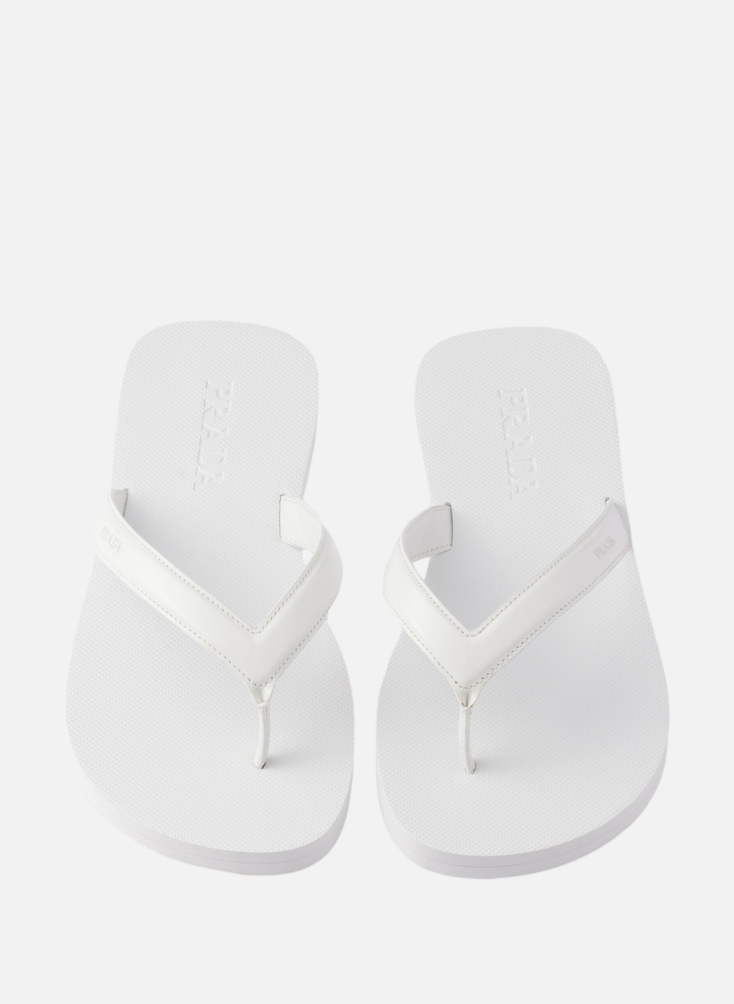 Tongs en cuir brossé PRADA Blanc