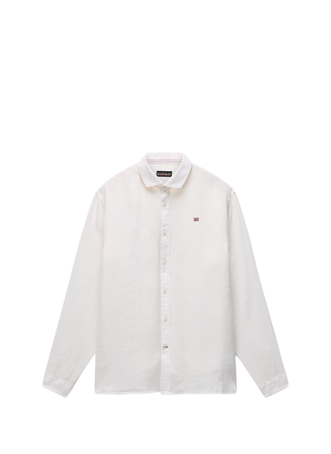 Chemise droite à manches longues en lin NAPAPIJRI Blanc