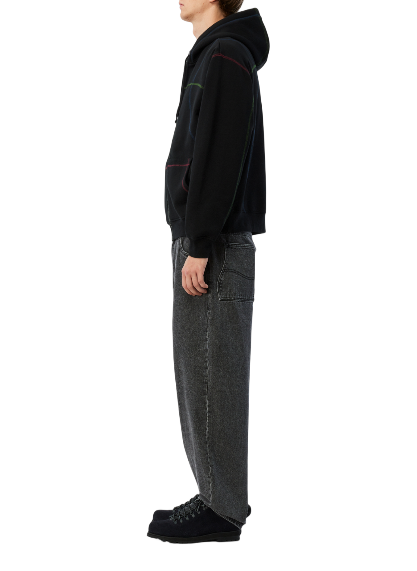 Blouson à capuche avec coutures contrastantes DIME Black