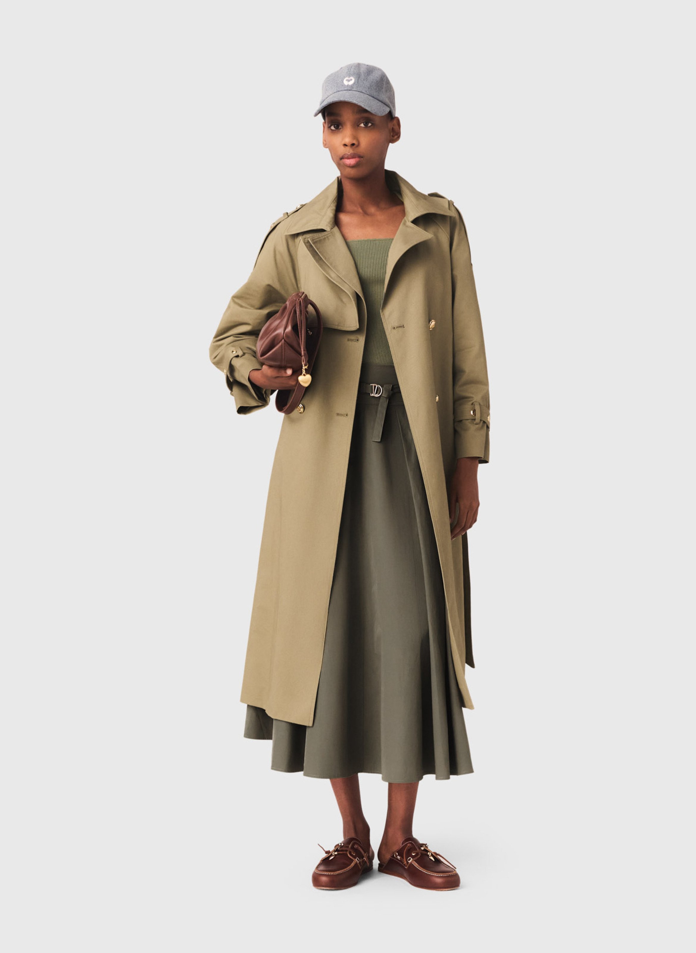 Trench cintrée en coton MAJE Kaki