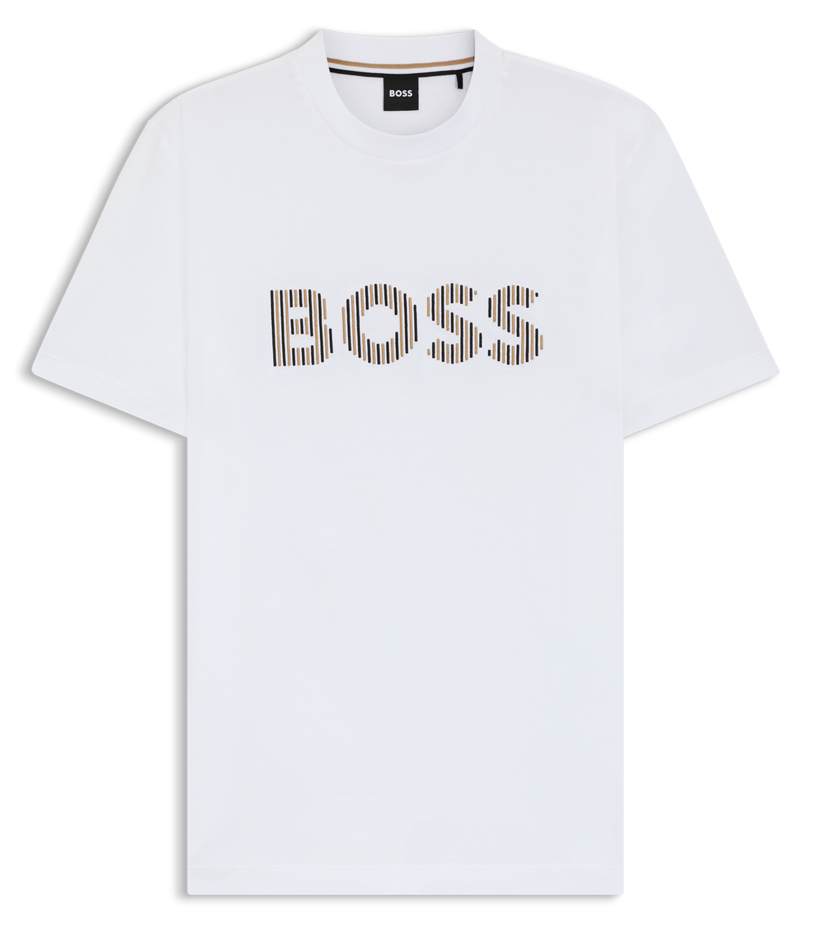 Tee-shirt droit col rond en coton BOSS Beige