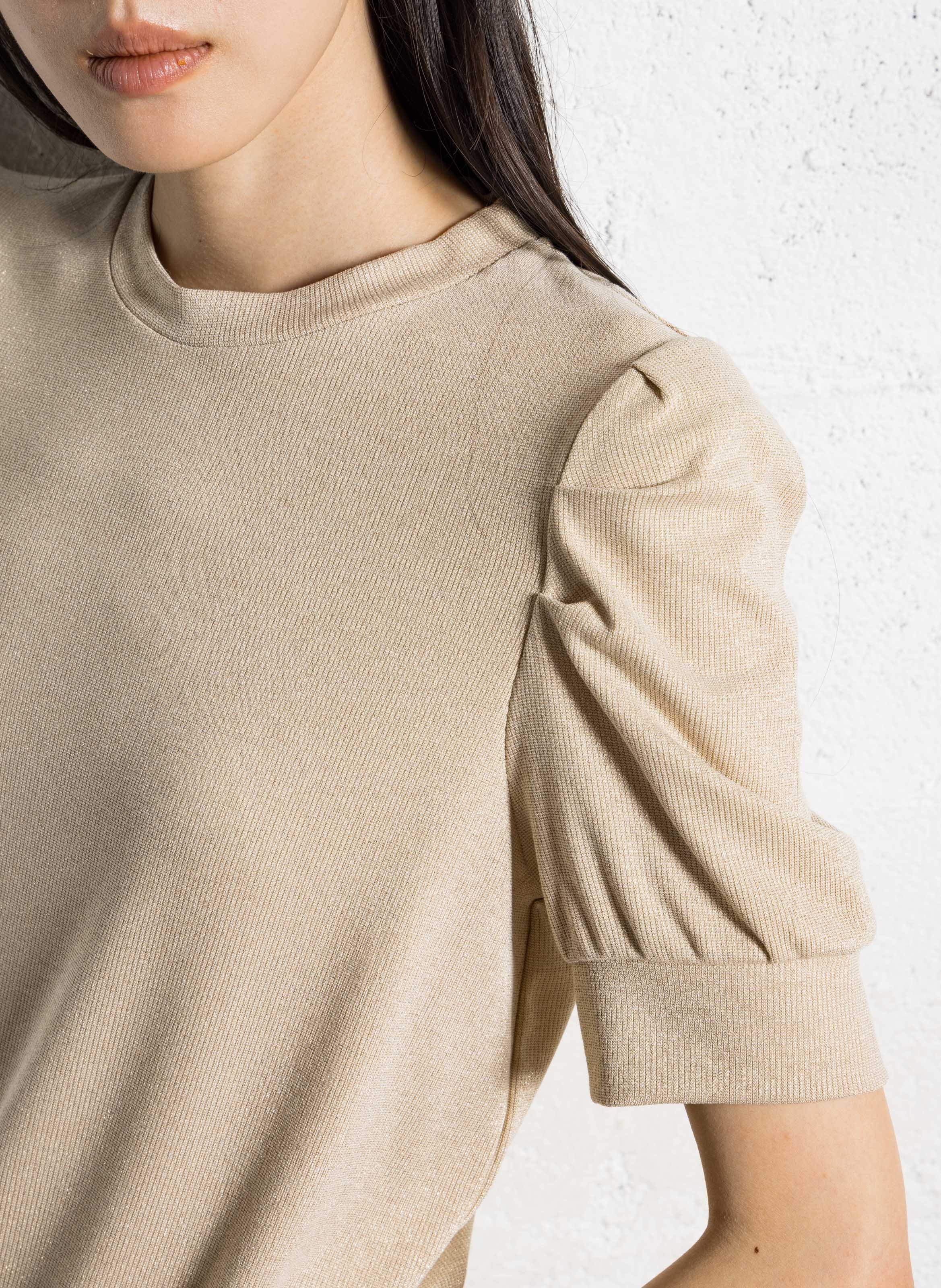 Pull droit col rond pailleté IKKS Doré