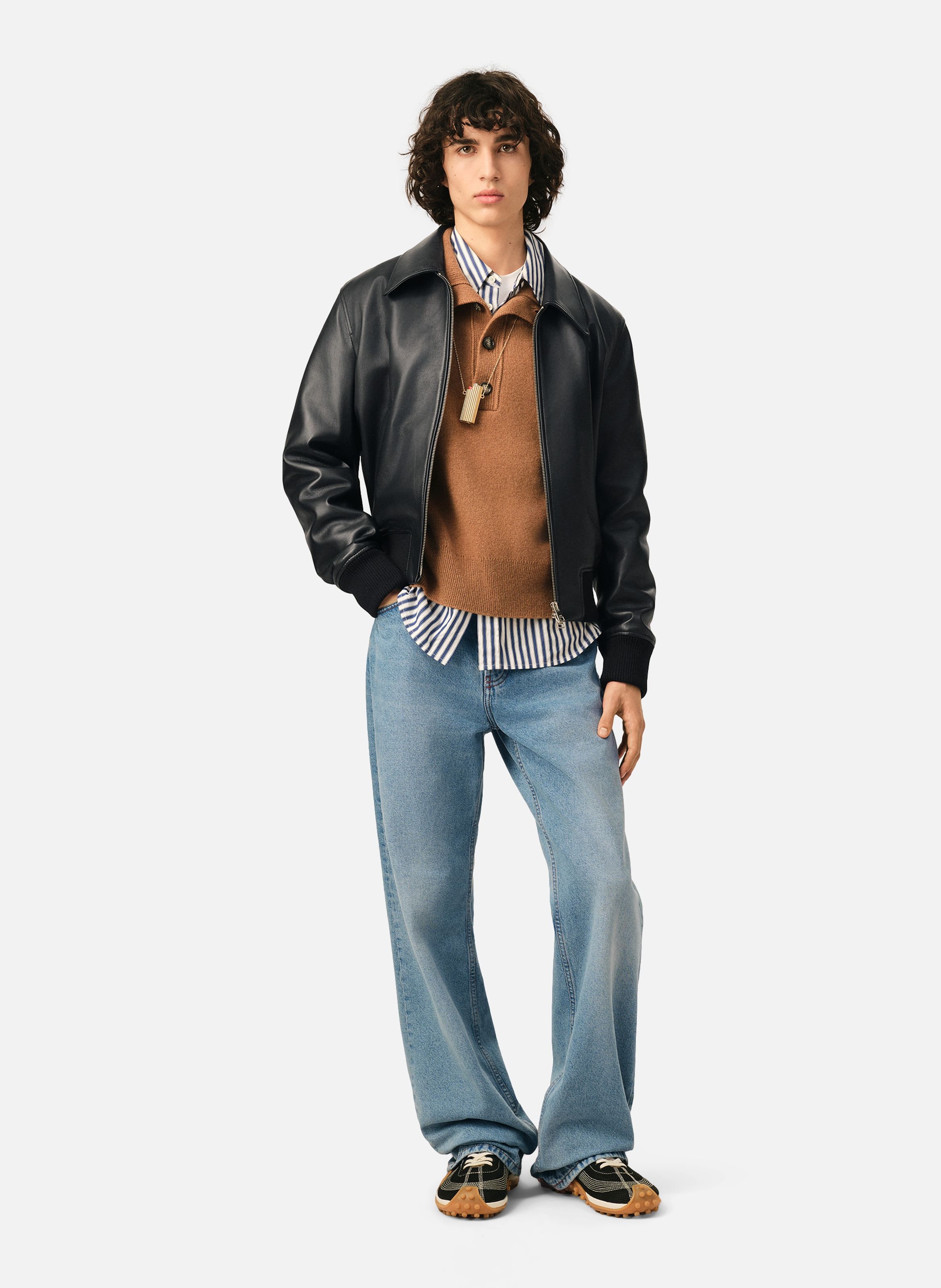Blouson en cuir d'agneau AMI PARIS Noir