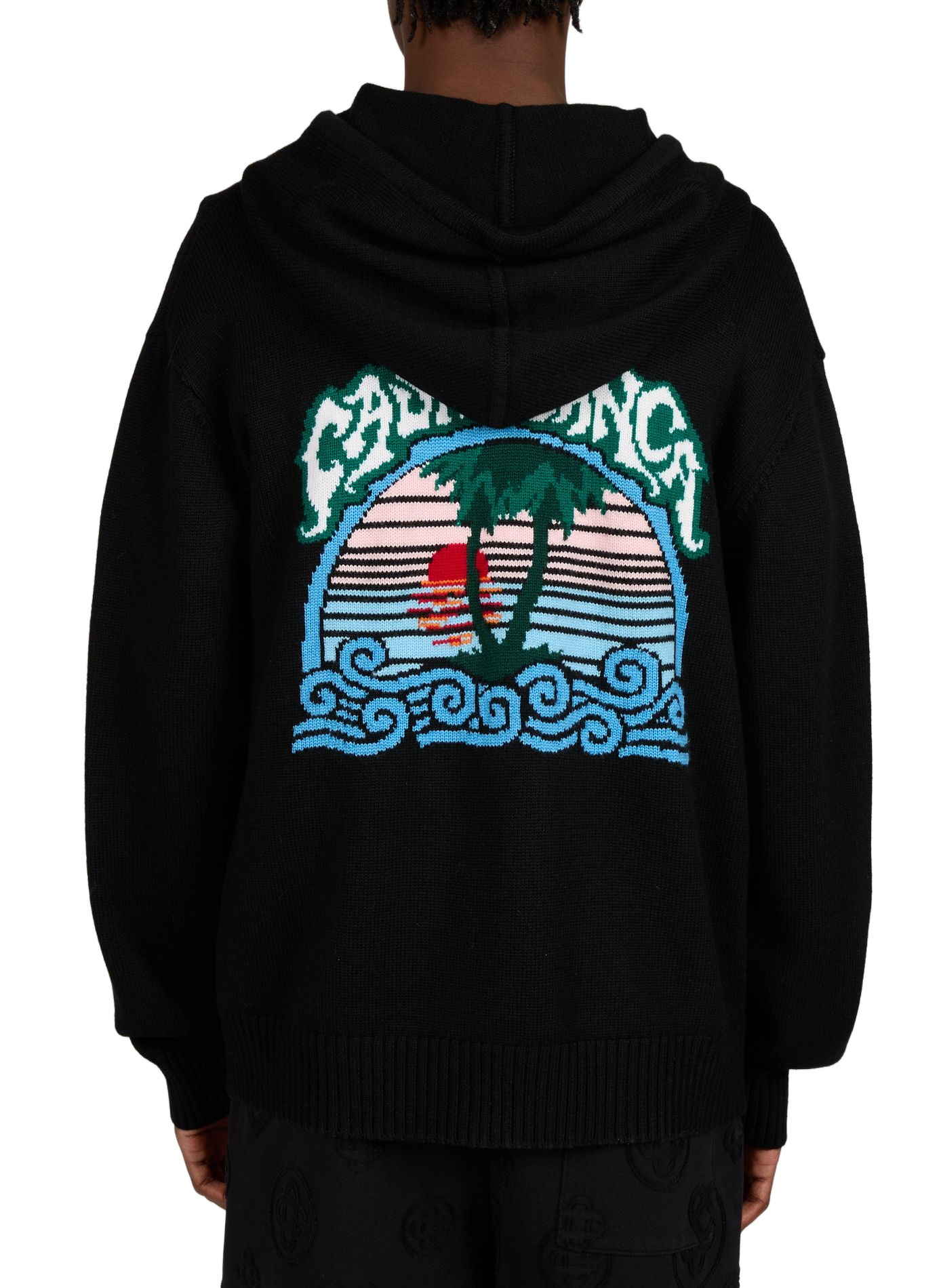 Zippered wool hooded cardigan CASABLANCA PARIS Black