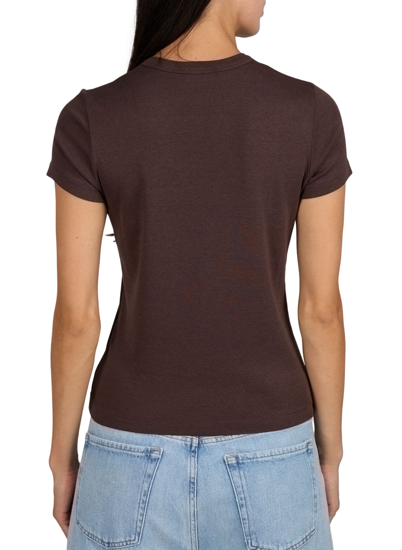 Cotton-blend round-neck T-shirt VINCE Brown