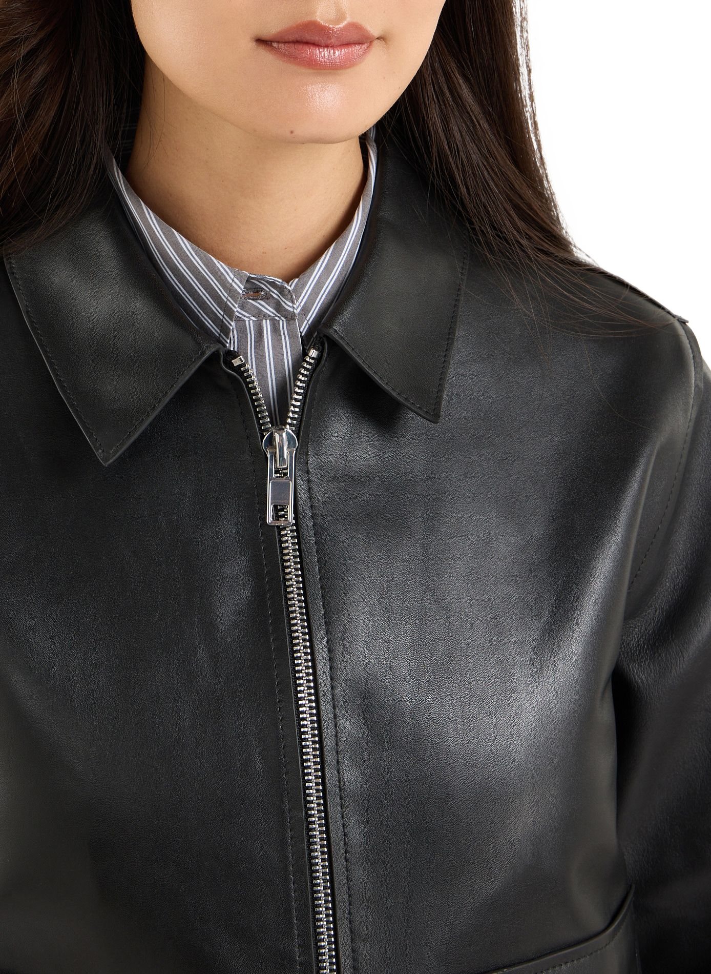 Short straight Bumia leather jacket SAISON 1865 Black