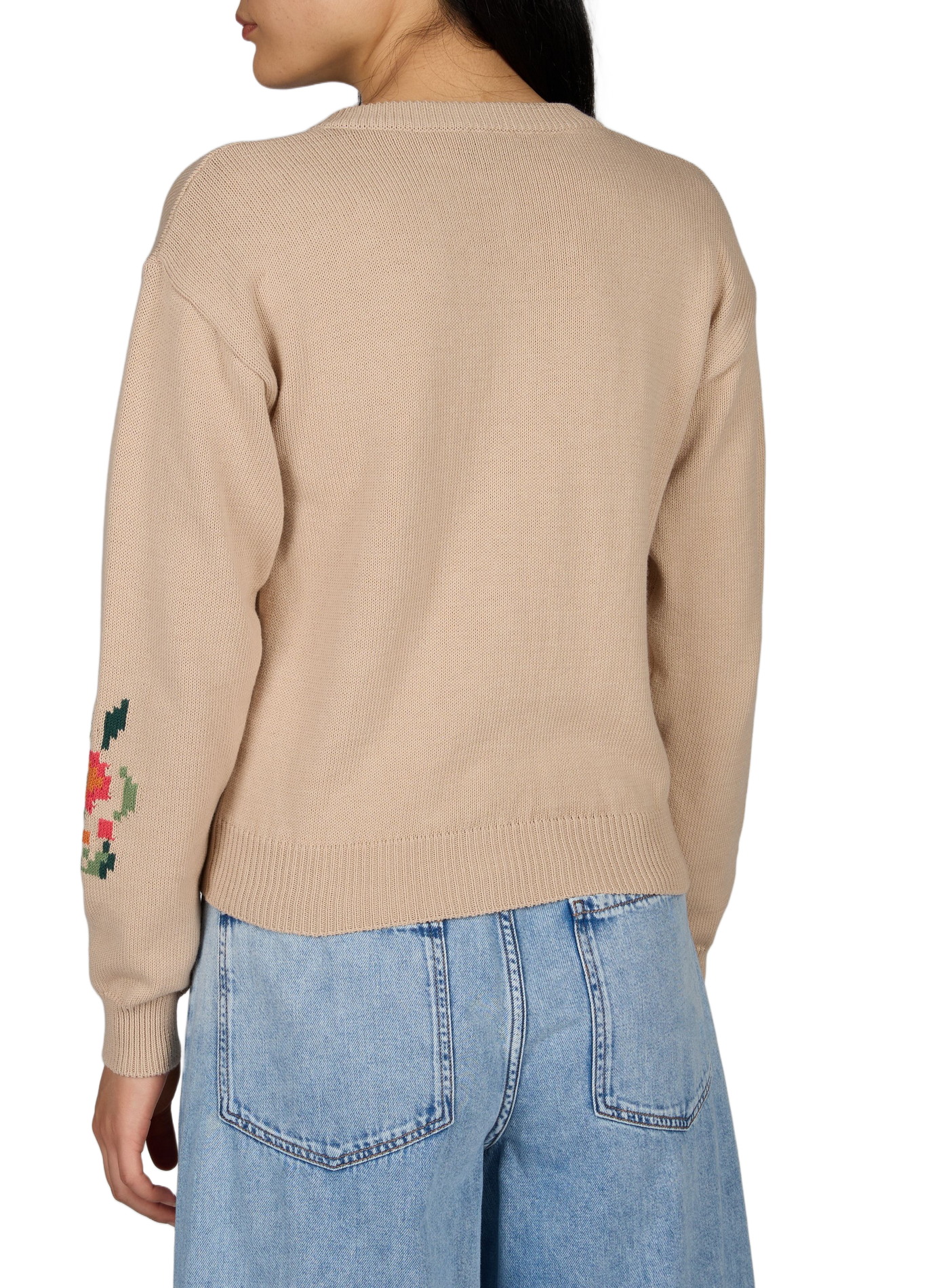 Gerade geschnittener Cardigan mit Rundhalsausschnitt und Stickerei aus Baumwollmischung MAX MARA WEEK END No color