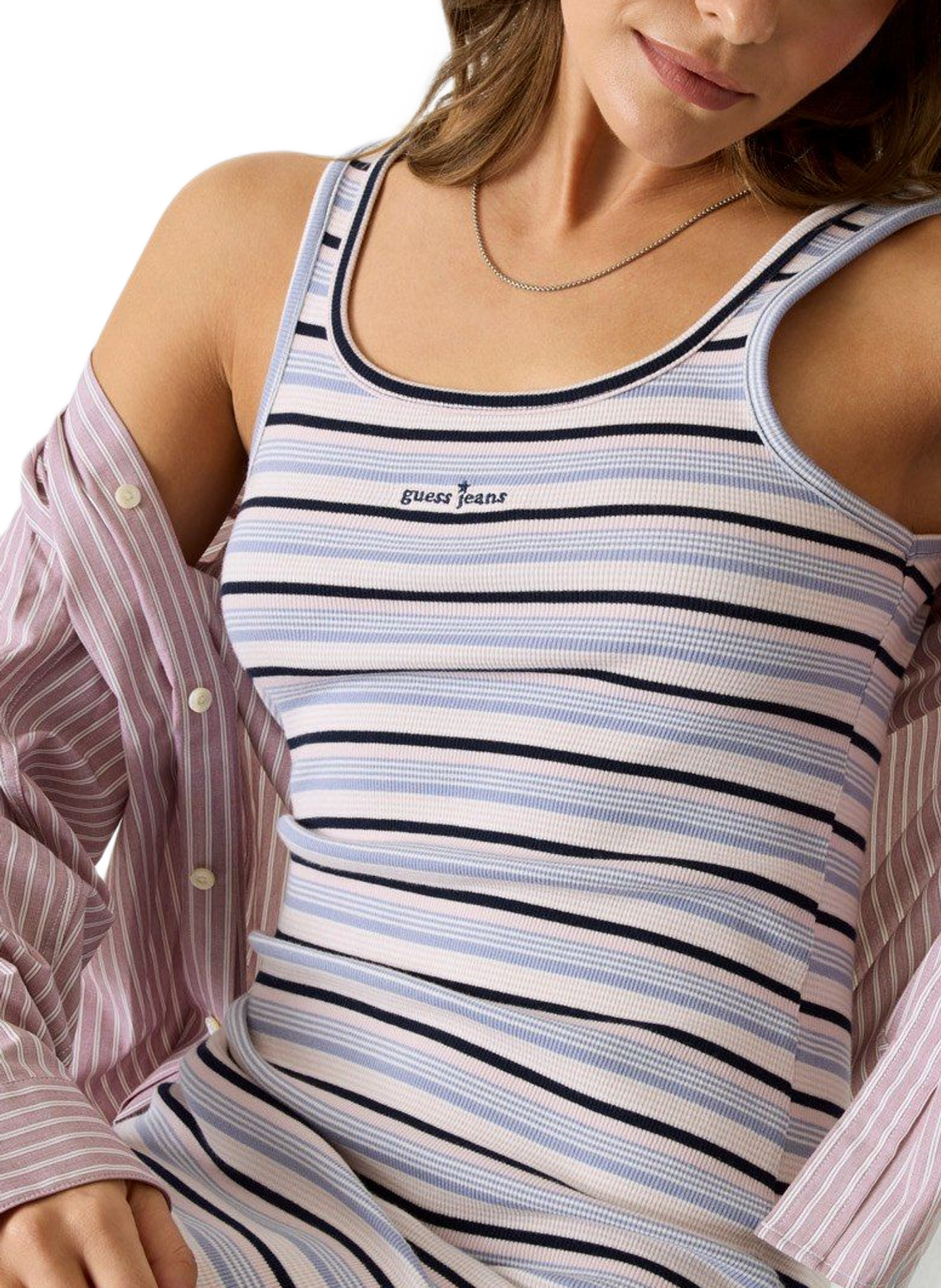 Kurzes Kleid aus Baumwollmischung GUESS Mehrfarbig