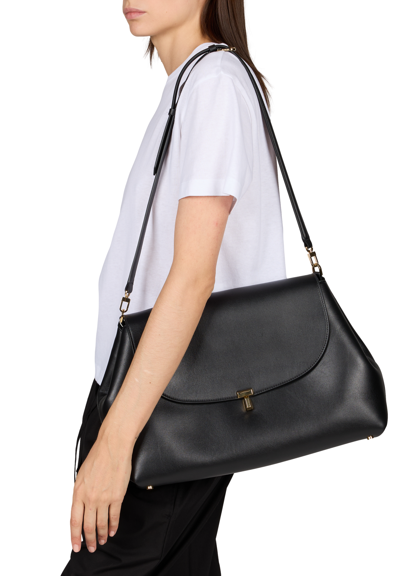 Schultertasche aus Kalbsleder TOTEME Schwarz