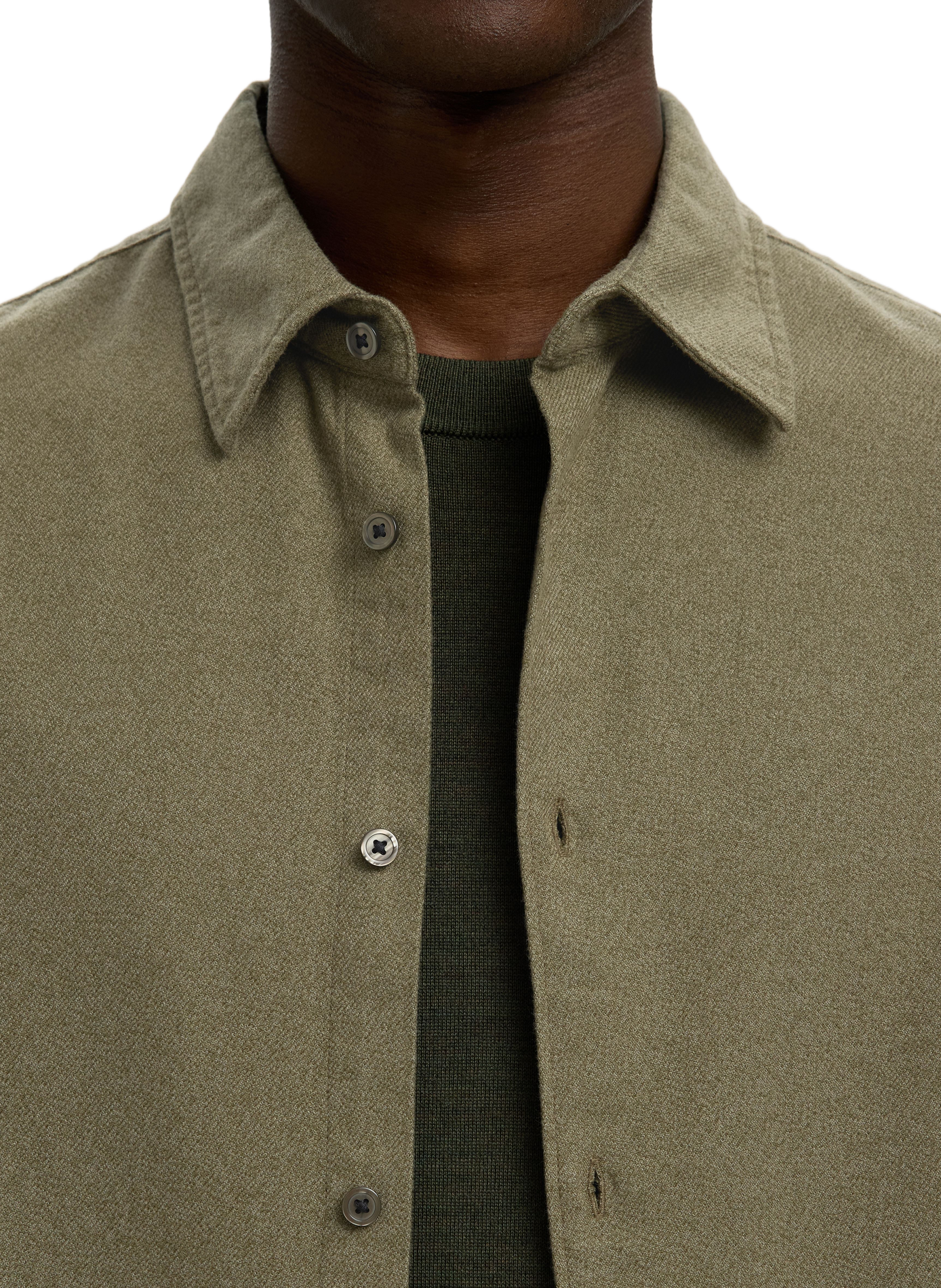 Chemise col classique manches contrastantes en coton SELECTED Green