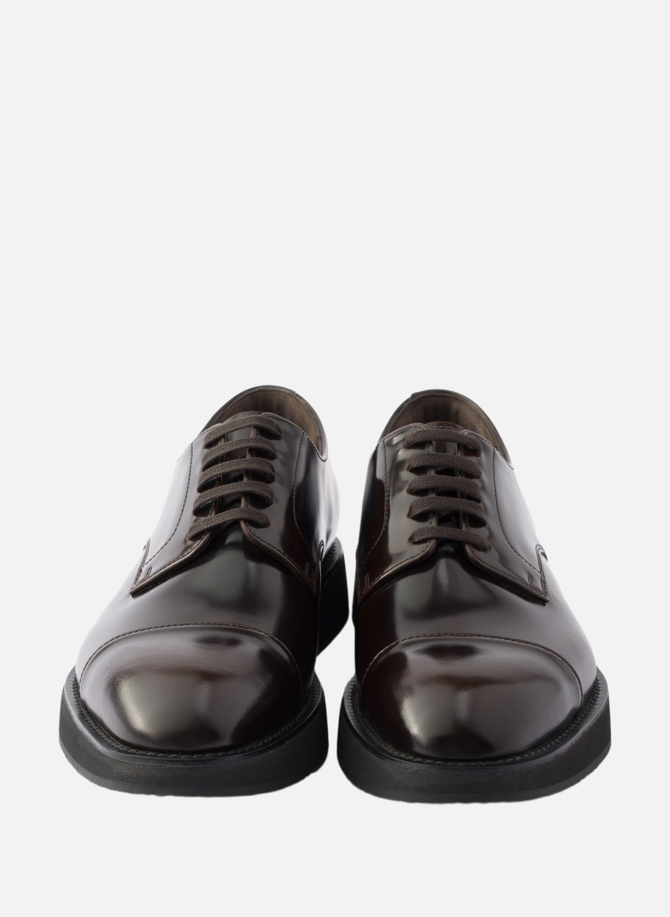 Chaussures à lacets en cuir brossé PRADA Marron