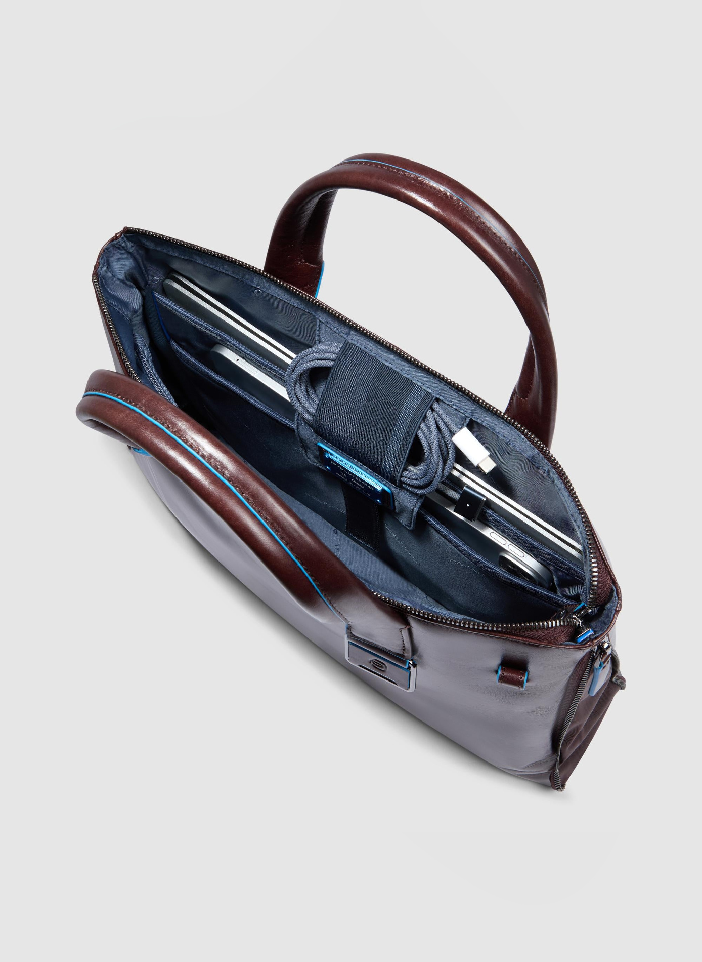 Sac à ordinateur mince 14" personnalisable PIQUADRO Marron