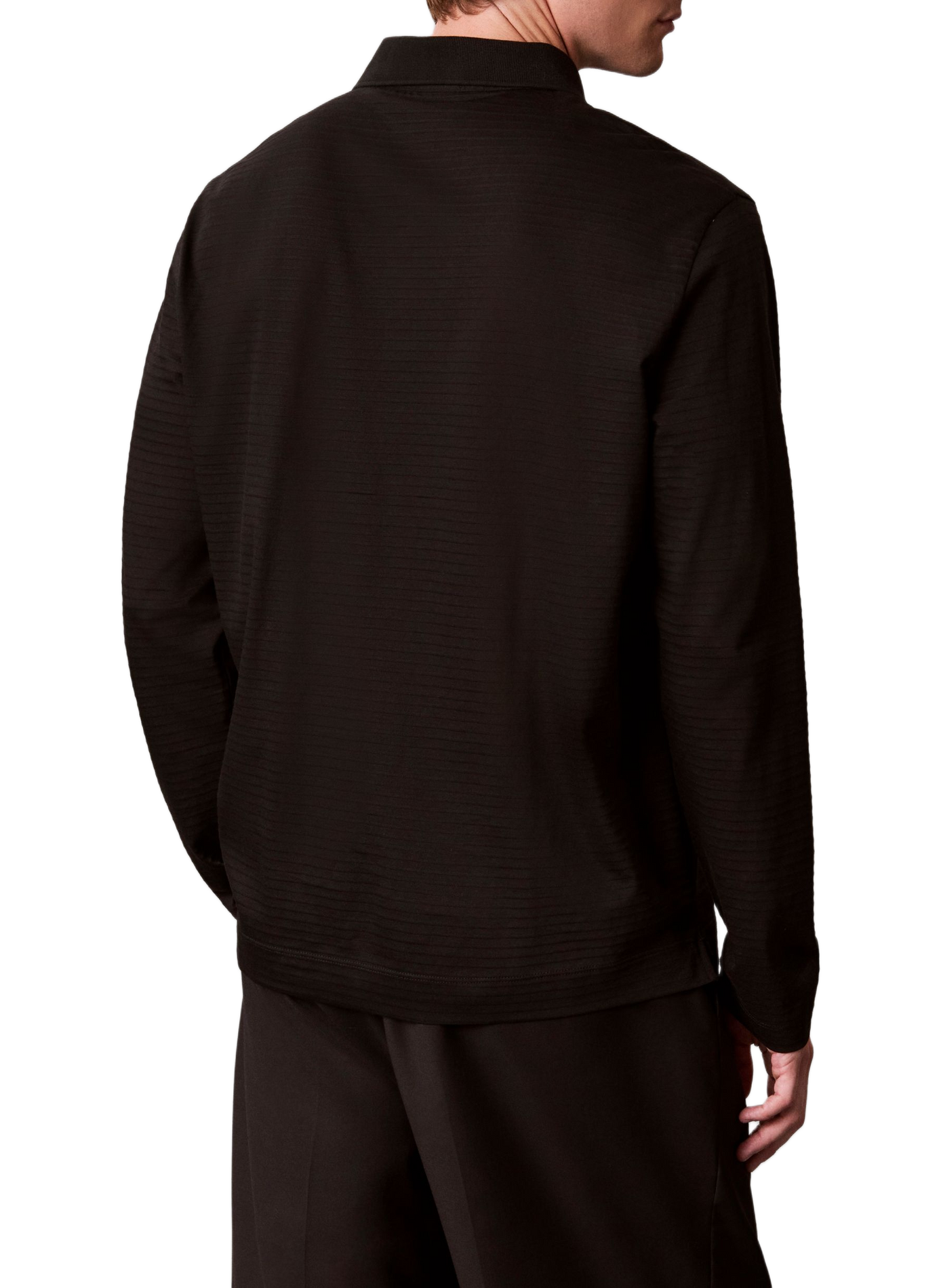 Polo manches longues côtelé en coton CALVIN KLEIN Schwarz