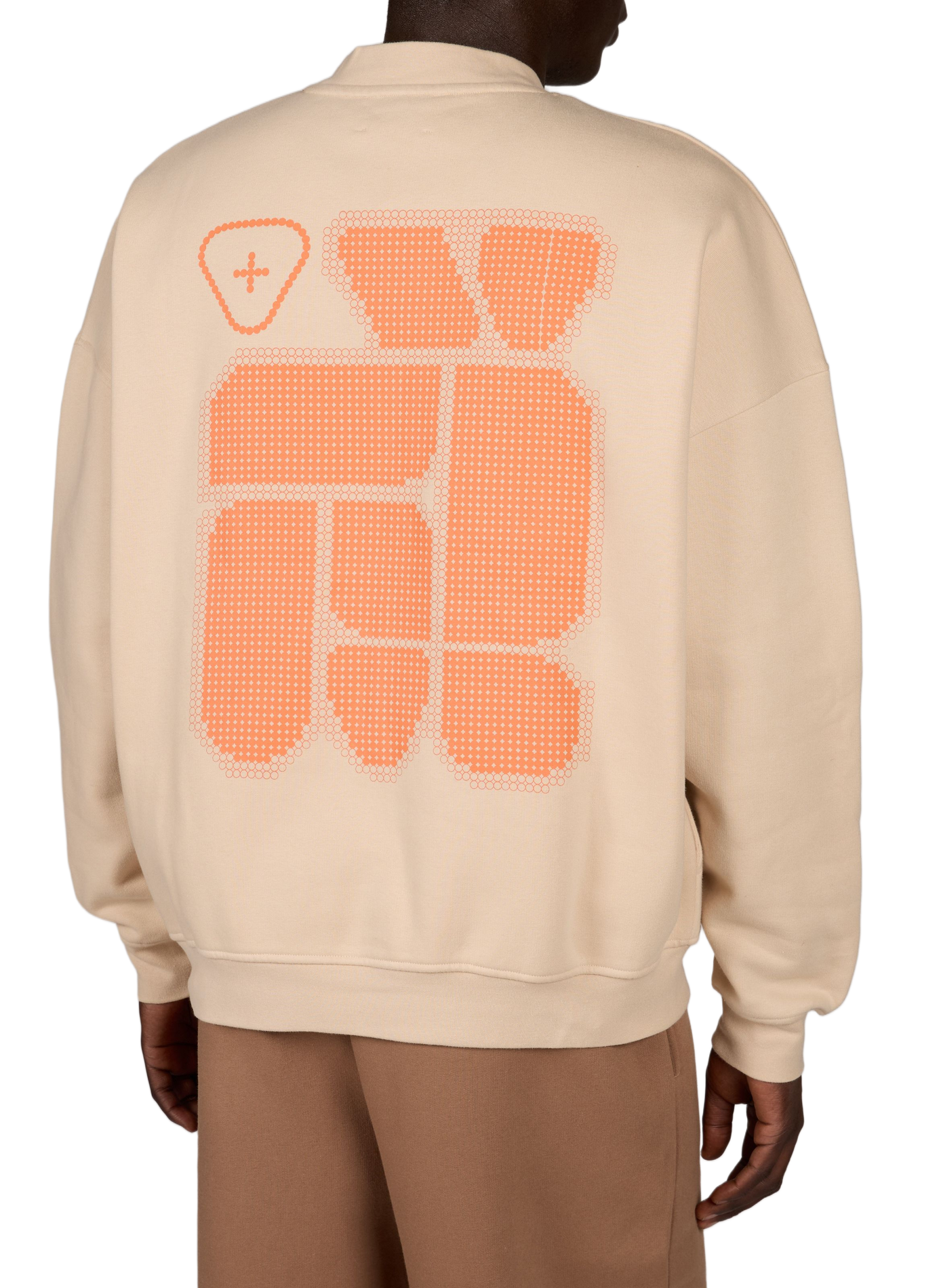 Oversized round neck cotton blend sweater GERTRUDE Beige