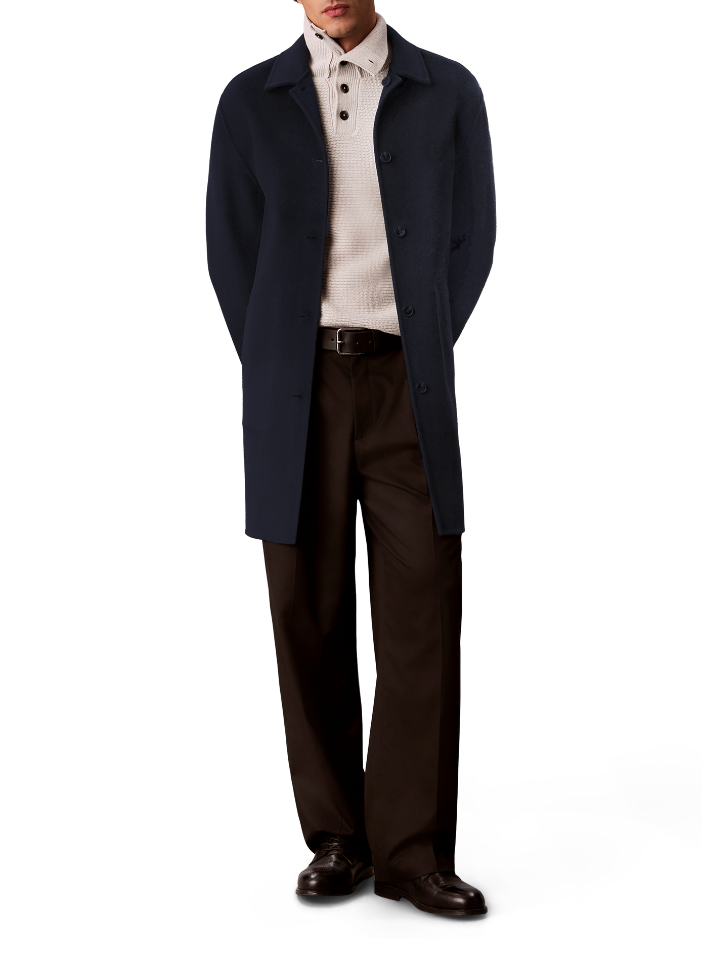 Straight wool-blend coat CALVIN KLEIN Blue