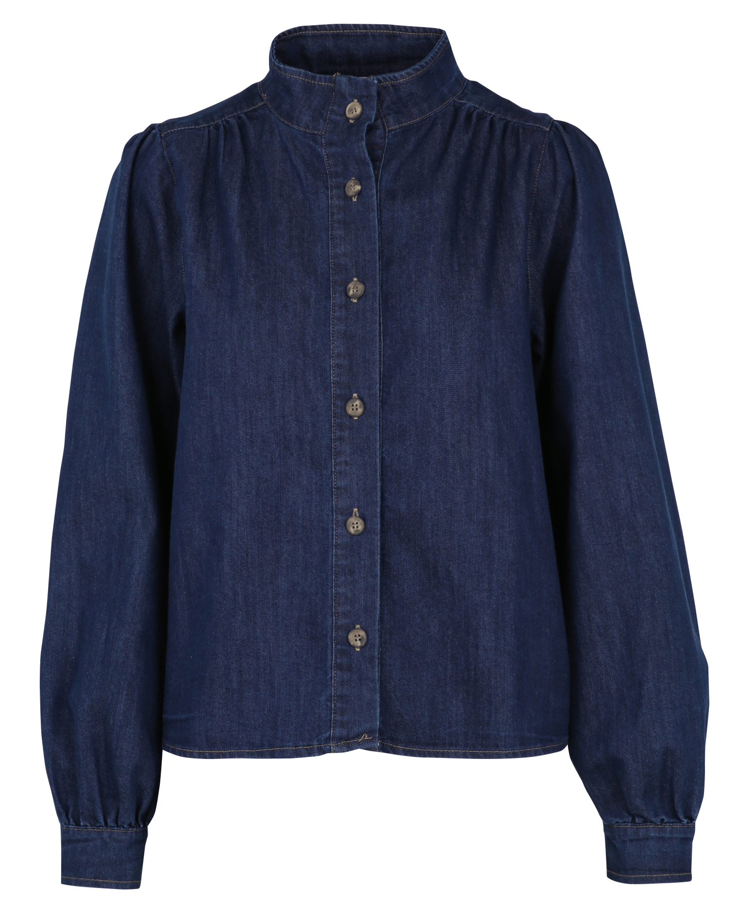 Recht overhemd met opstaande kraag van katoenmix LA FEE MARABOUTEE Blauw