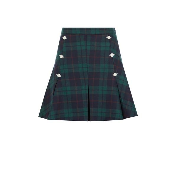 Mini jupe à carreaux en laine mélangée