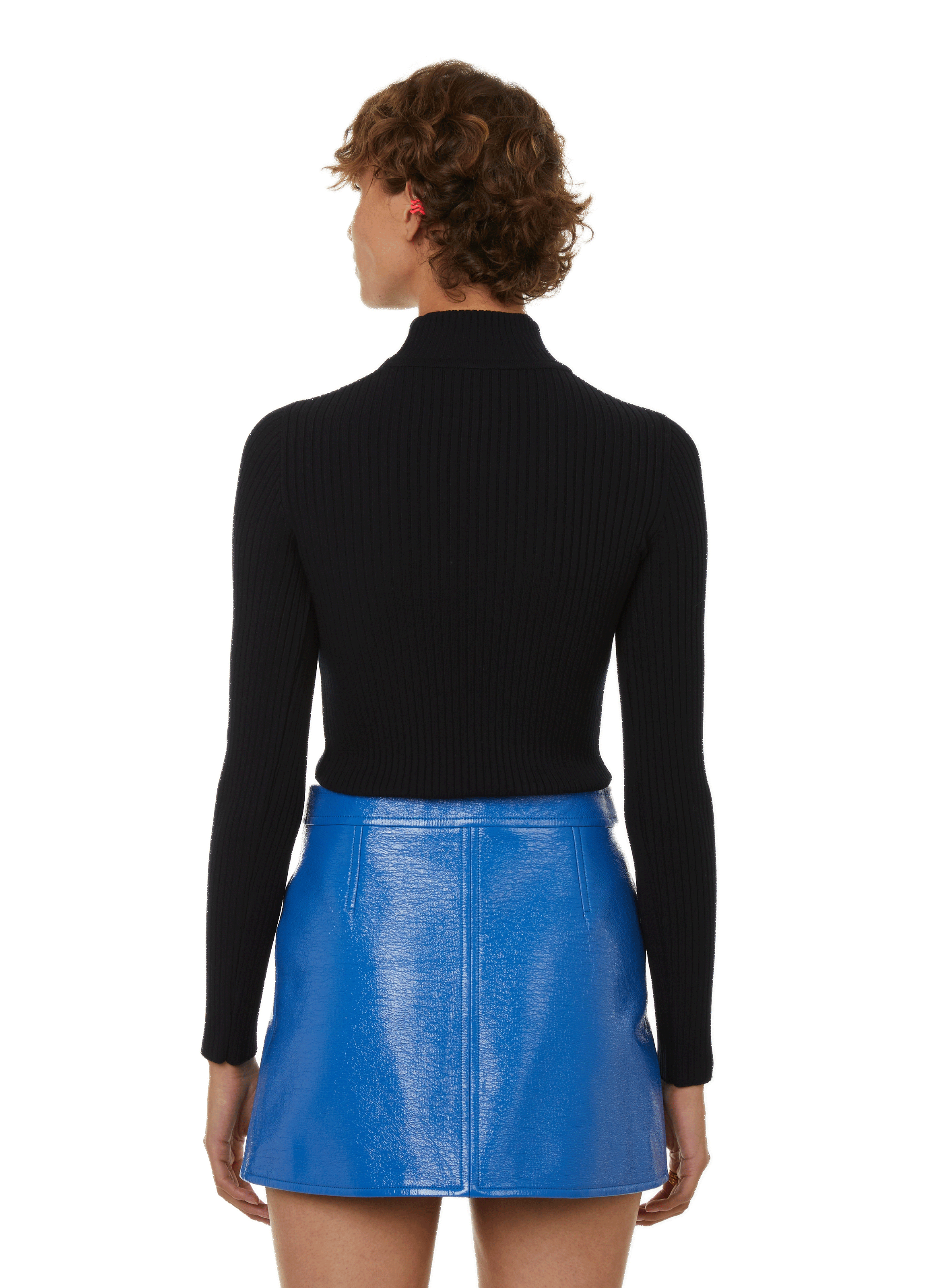 Pull col roulé Réédition en maille COURRÈGES Bleu