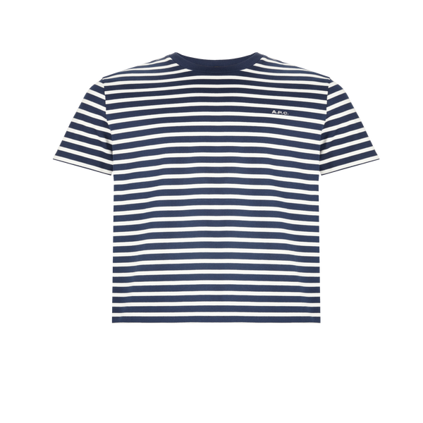 Apc Striped Cotton T-shirt In Blue