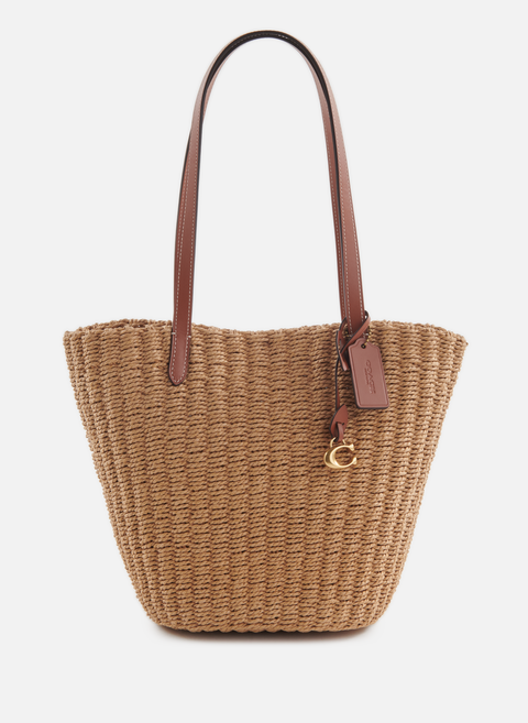 Small straw tote bag BrownCOACH 