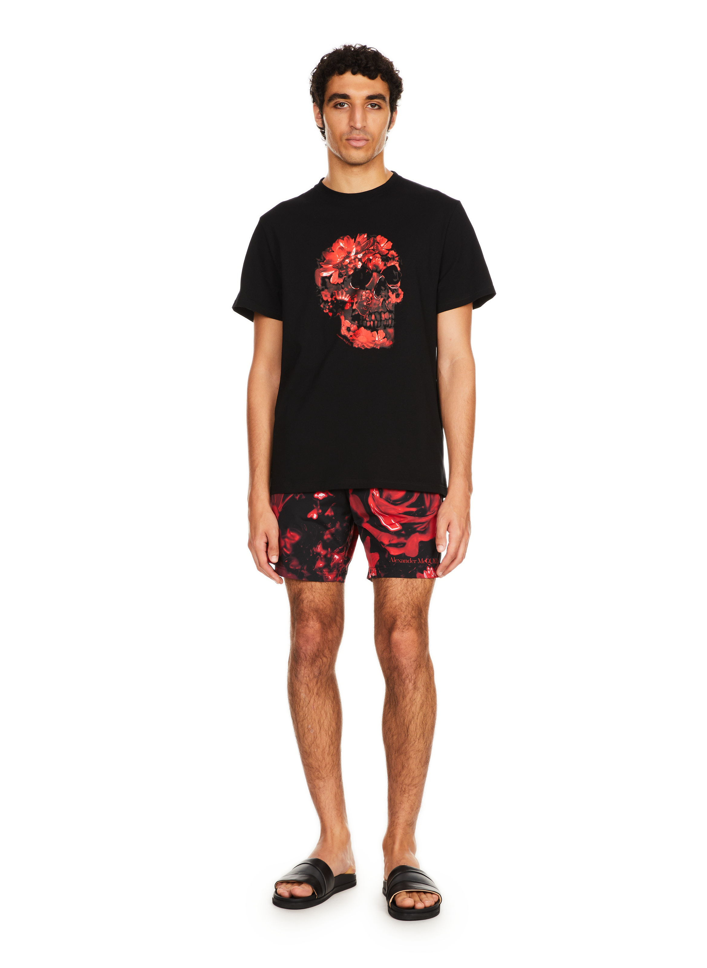 T-shirt imprimé en coton ALEXANDER MCQUEEN Noir