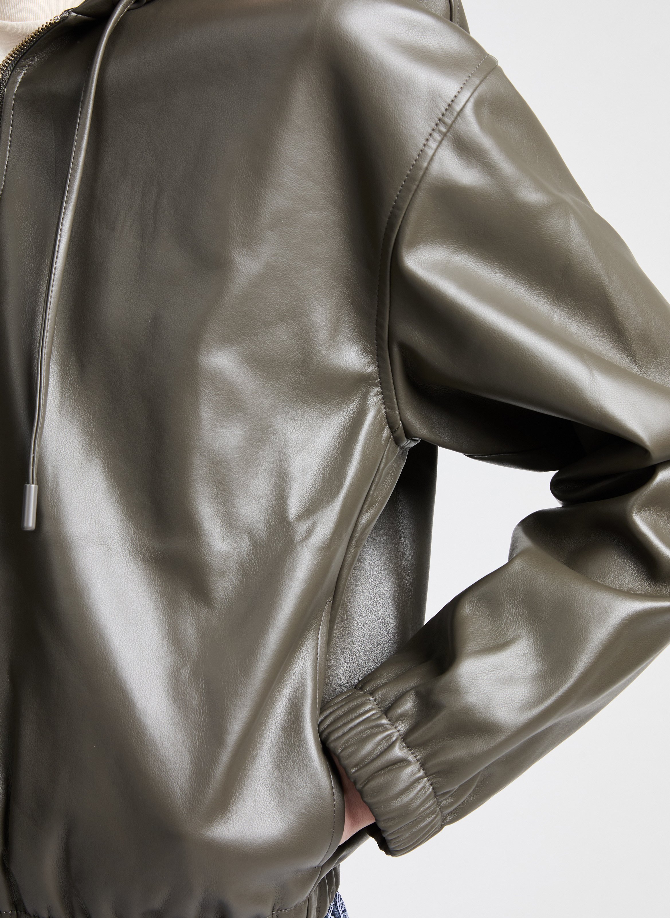 Blouson en cuir mélangé  SAMSOE SAMSOE Marron