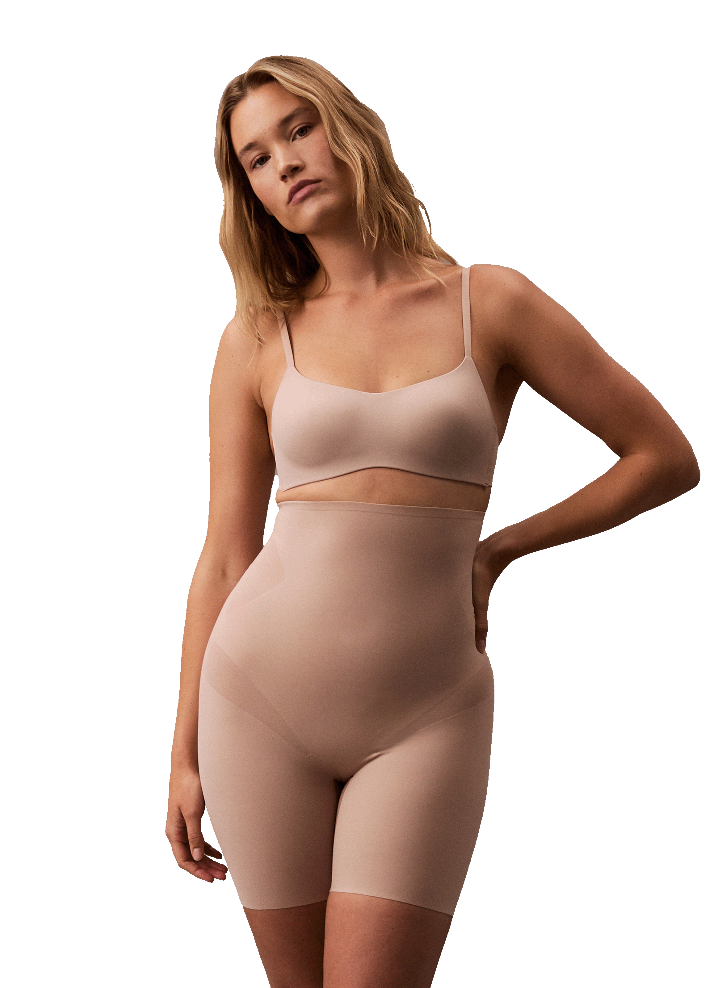 Short gainant taille haute CALVIN KLEIN Beige