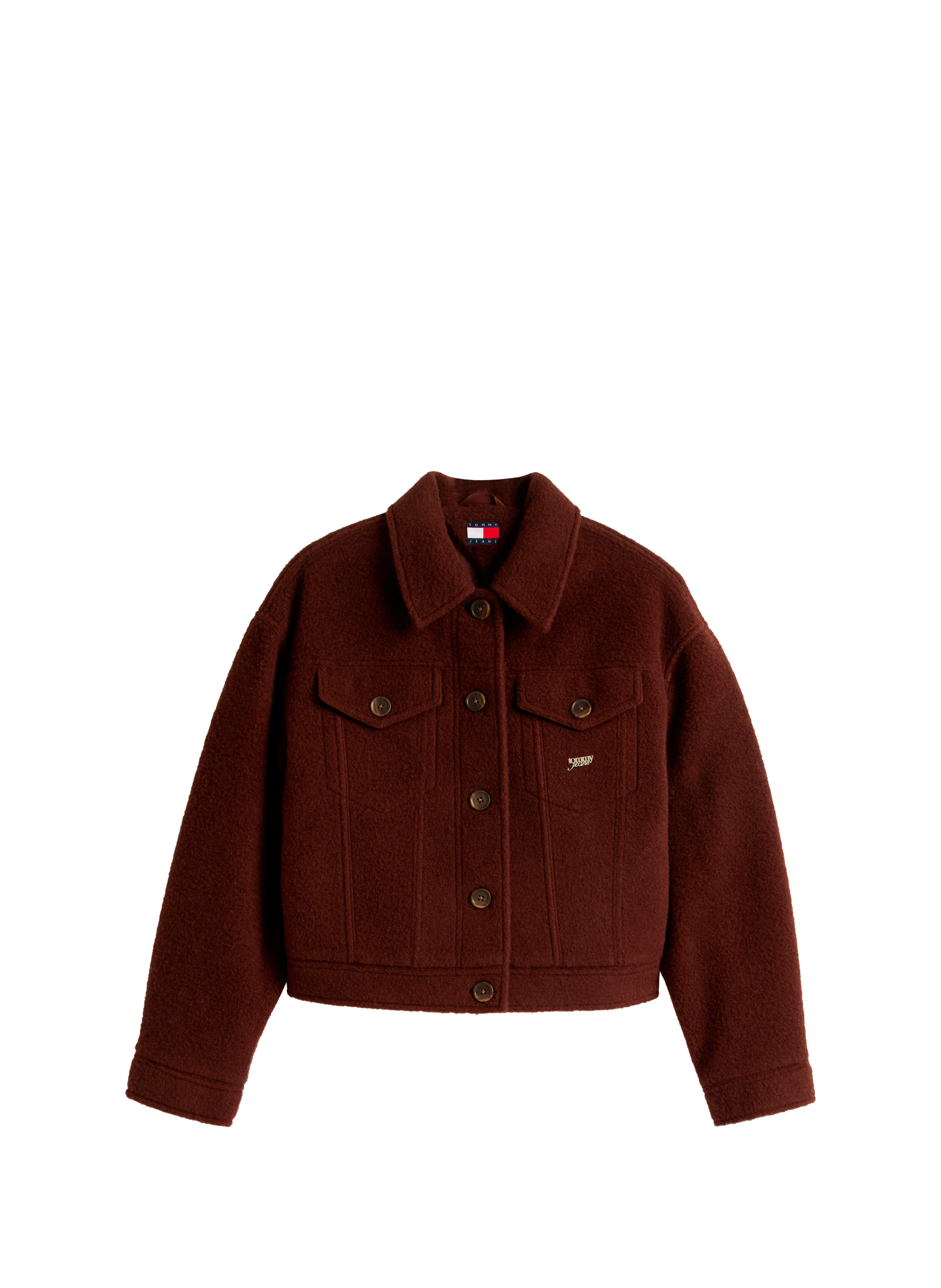 Wool blend logo jacket TOMMY HILFIGER Brown
