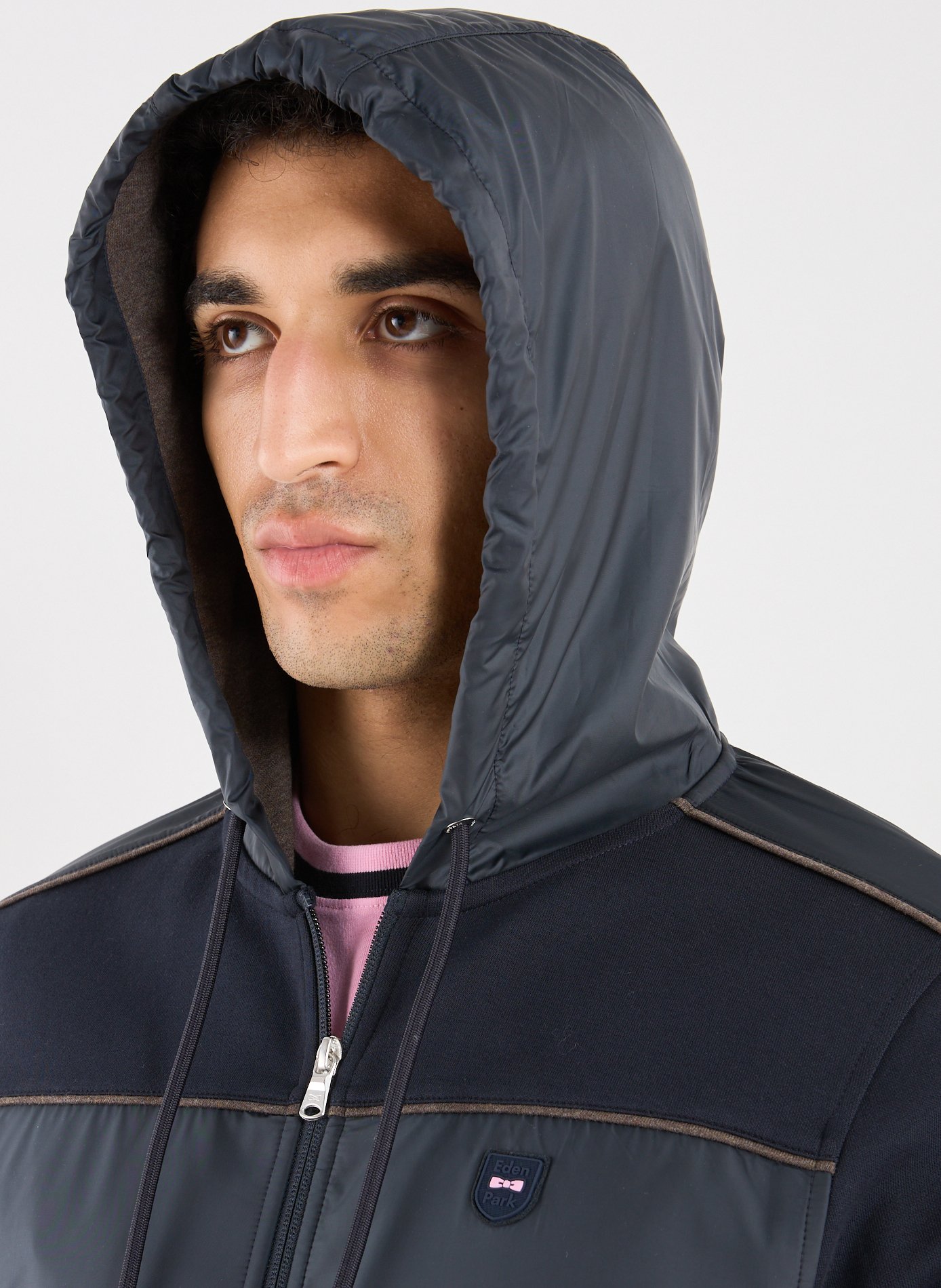 Sweatshirt zippé à capuche en coton mélangé EDEN PARK Bleu